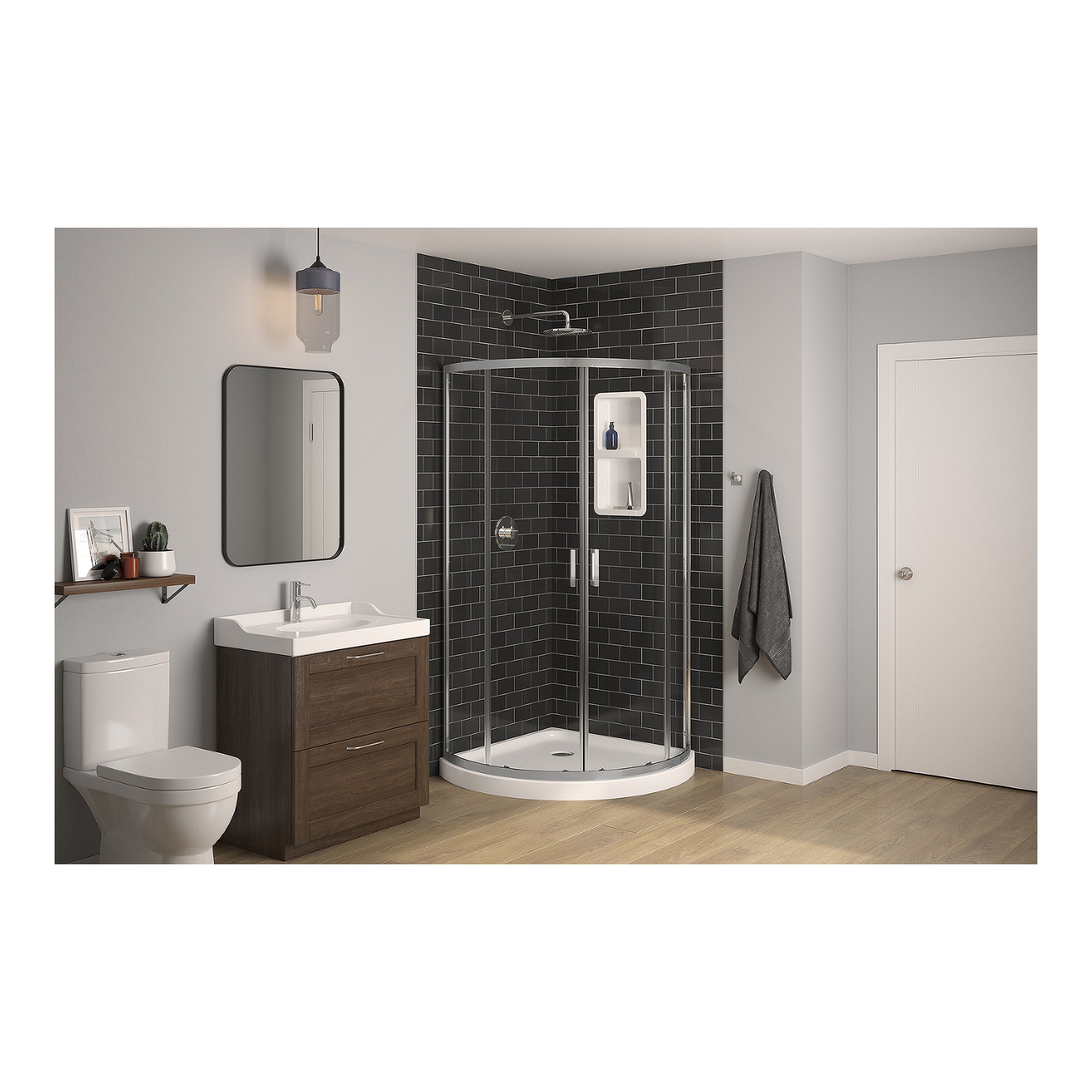 Douche en coin Miram blanche, 36'' 