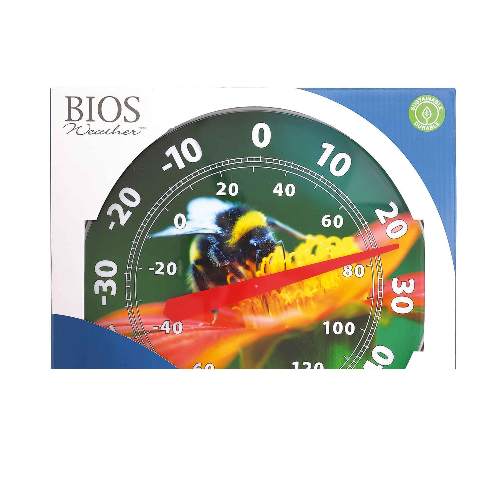 Thermomètre rond pour l'intérieur ou l'extérieur, 12'' (abeille)