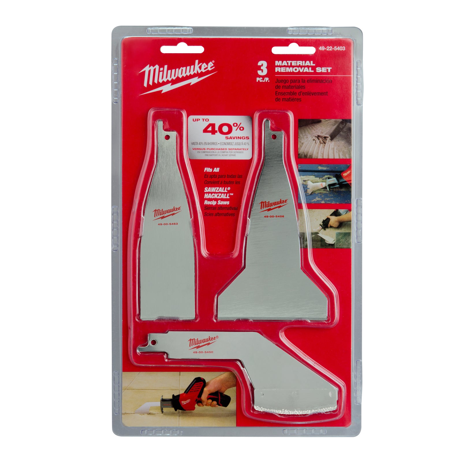 Jeu de 3 lames SAWZALL d'enlèvement de matière