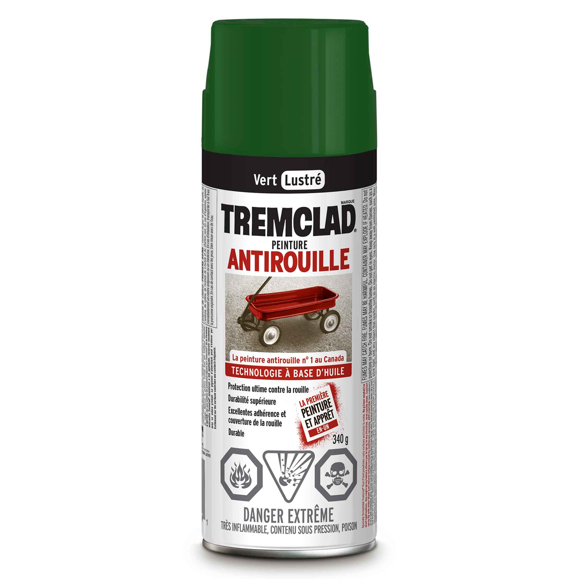 Tremclad peinture aérosol antirouille à base d'huile vert lustré, 340 g