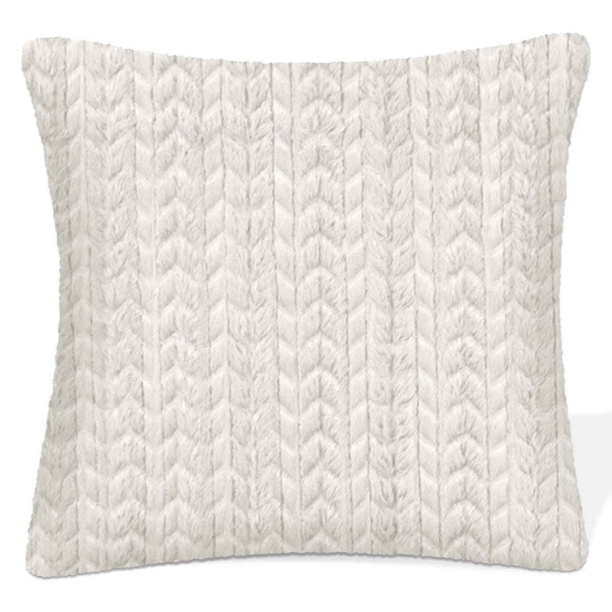 Coussin tricoté et texturé en fausse fourrure, 17'' x 17'' (blanc cassé)