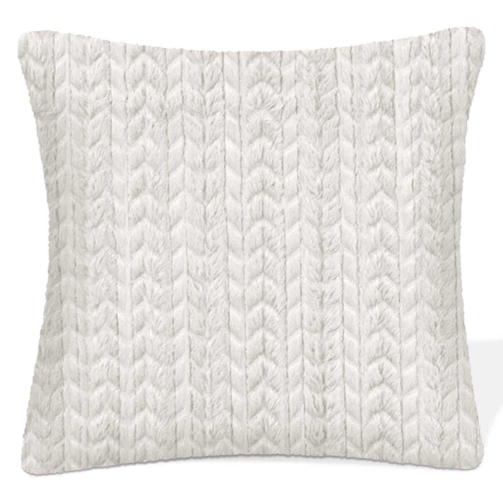 Coussin tricoté et texturé en fausse fourrure, 17'' x 17'' (blanc cassé)