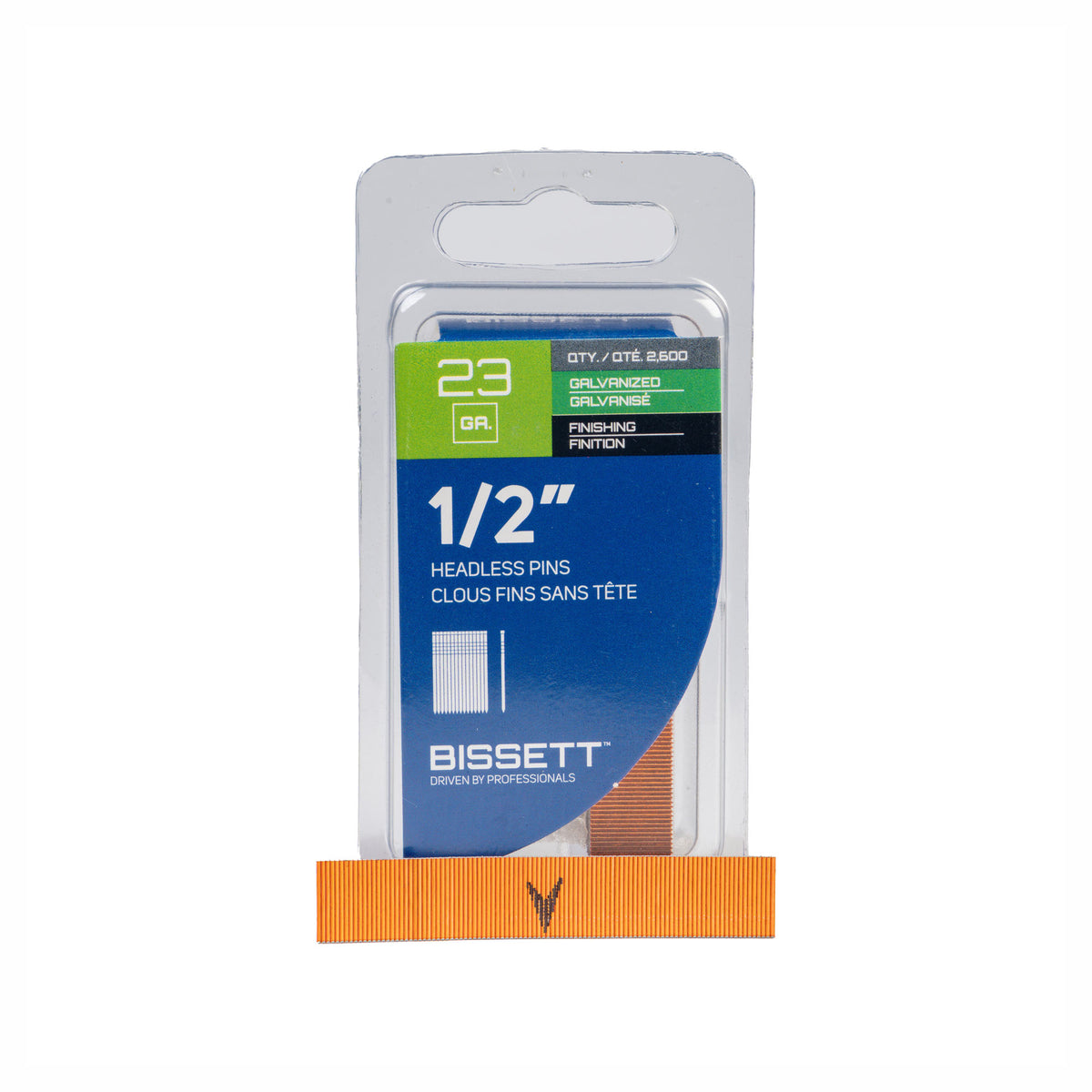 Clous de finition fins sans tête de calibre 23 en acier galvanisé, 1/2'' (2 600 unités)