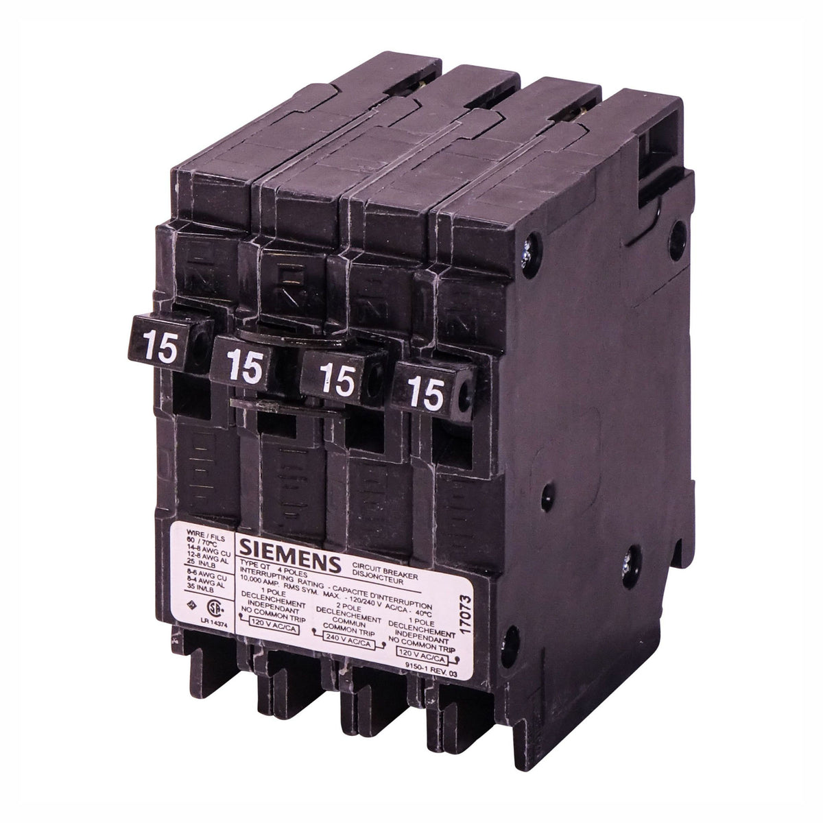 Disjoncteur Q QUAD unipolaire et bipolaire, 2 x 15 A unipolaire / 1 x 15 A bipolaire