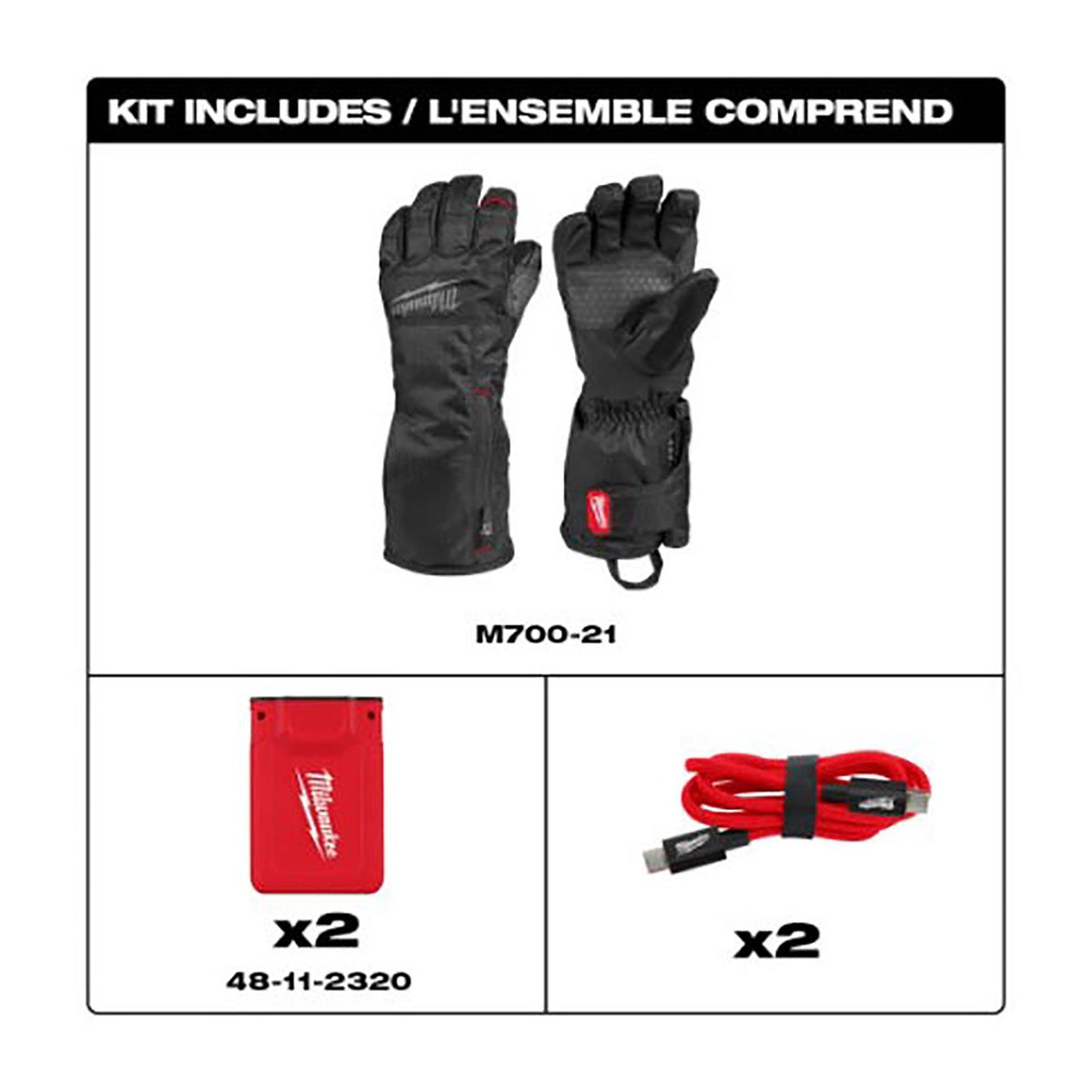 Gants d'hiver chauffants rechargeables par USB, T-grand (noir)