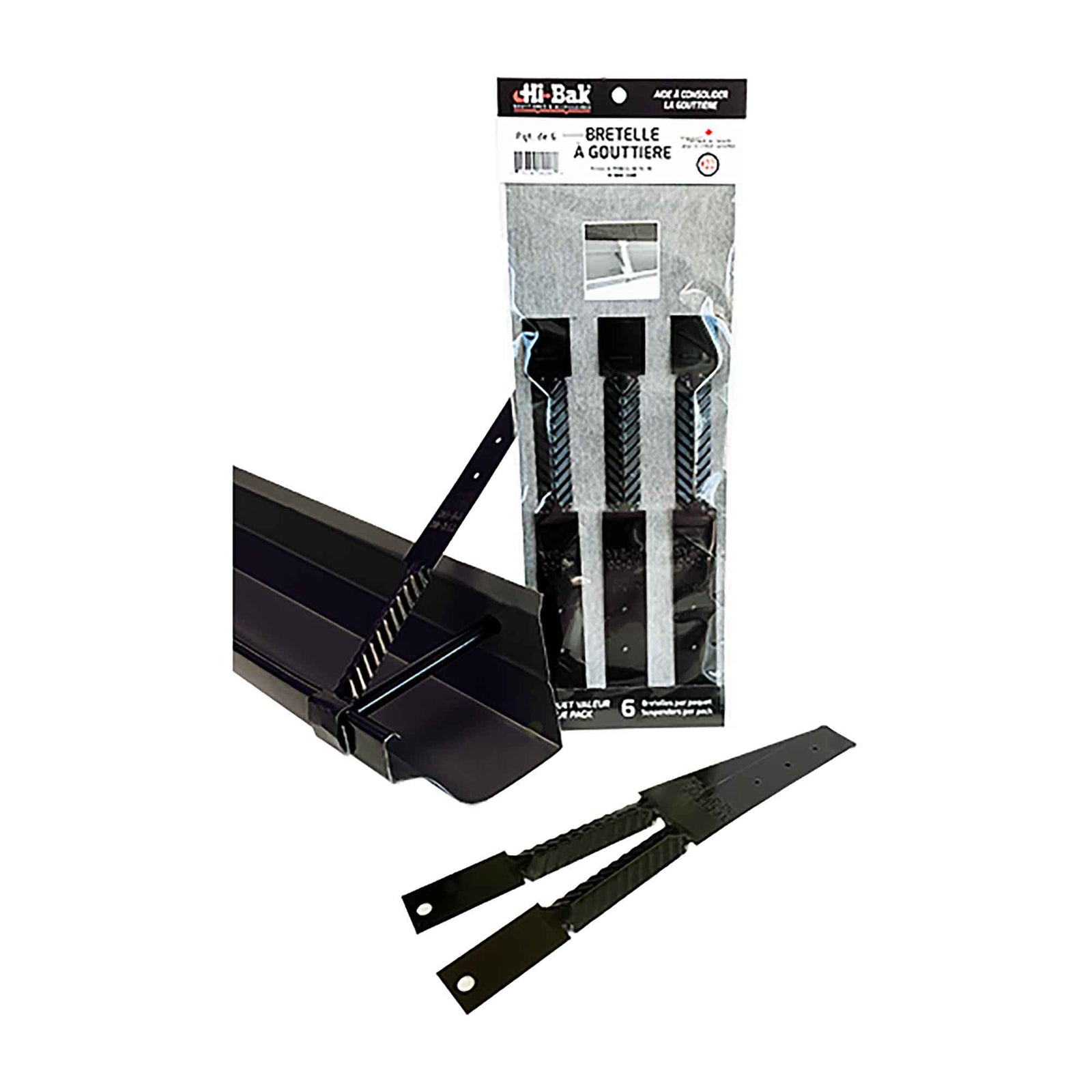 Bretelle à gouttière, noir (6 unités)