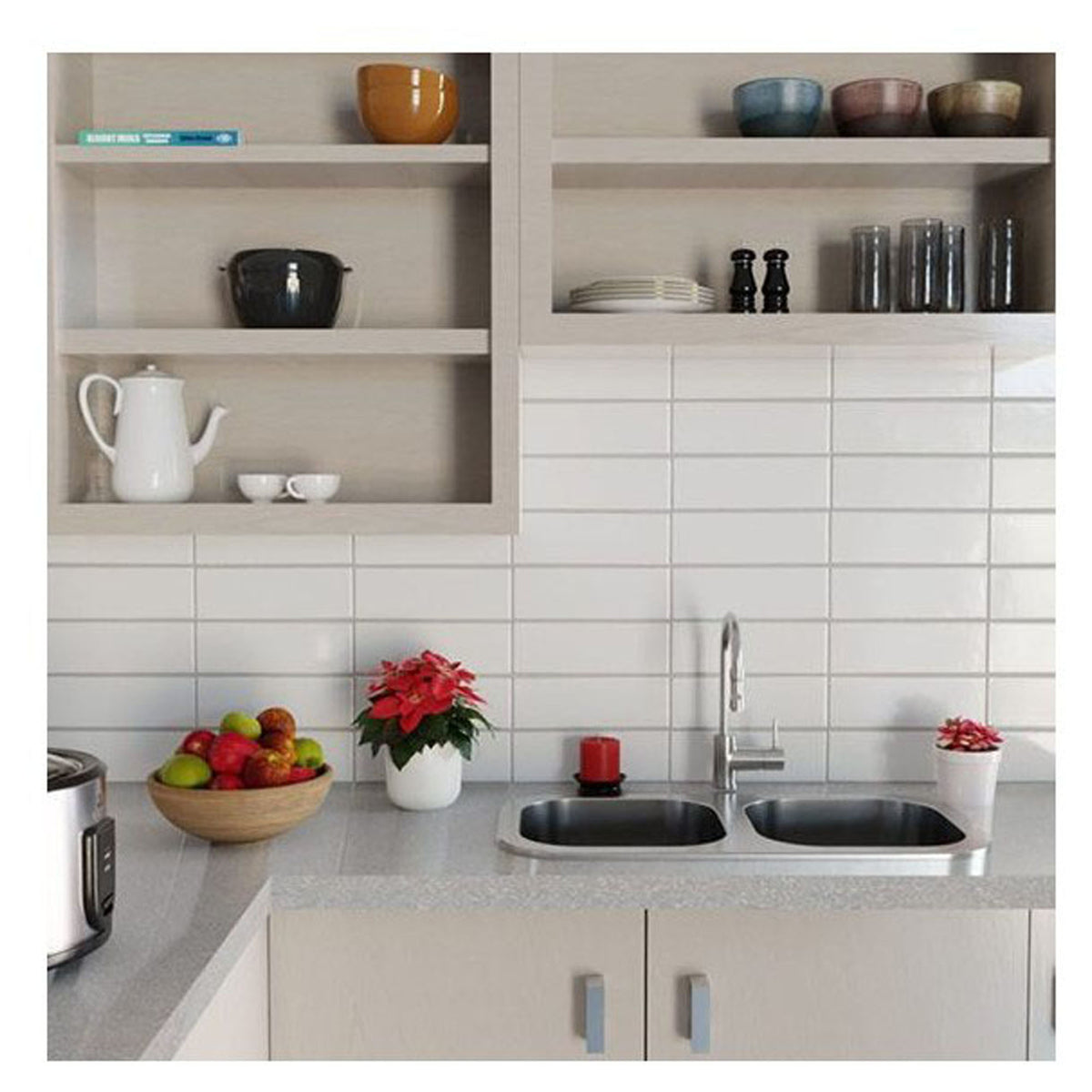 Carreau de céramique murale Subway Classic blanc lustré, 4'' x 12'' (9,38 pi2)