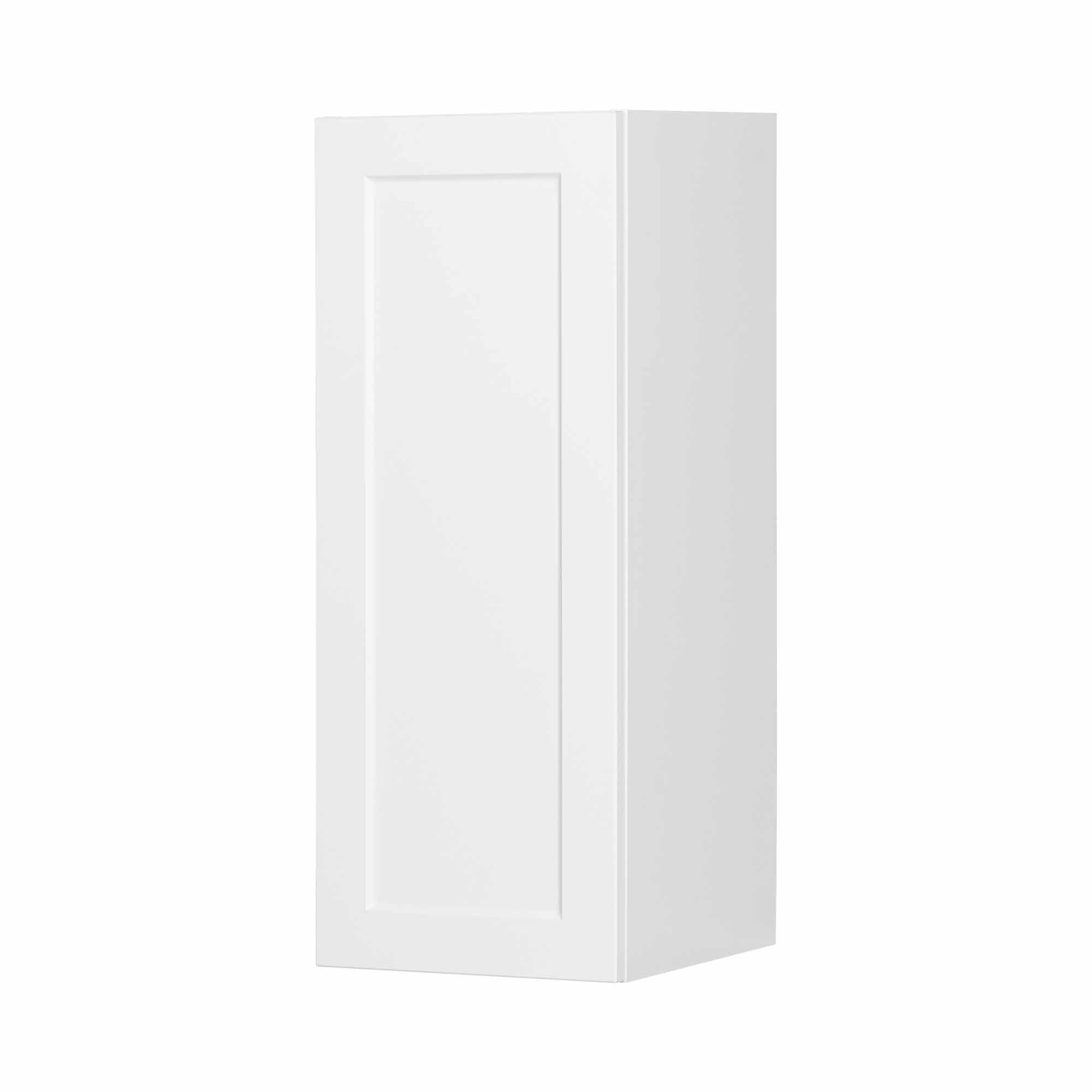 Module de haut d'armoire de cuisine de style Shaker en mélamine blanche avec 1 porte, 12"