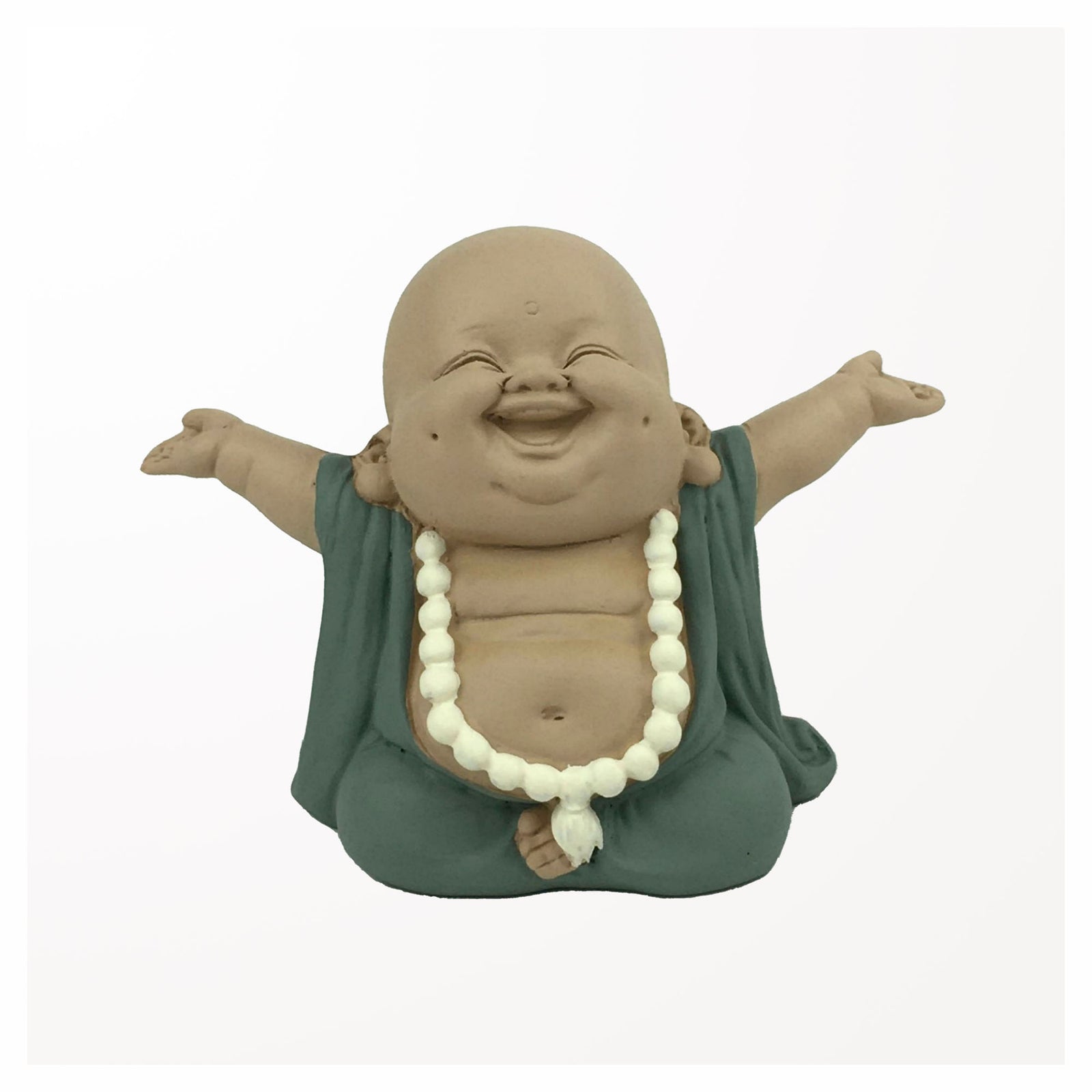 Statue de petit Bouddha en polyrésine « accueillant », 4-1/4" x 2-1/4" x 3-1/4"