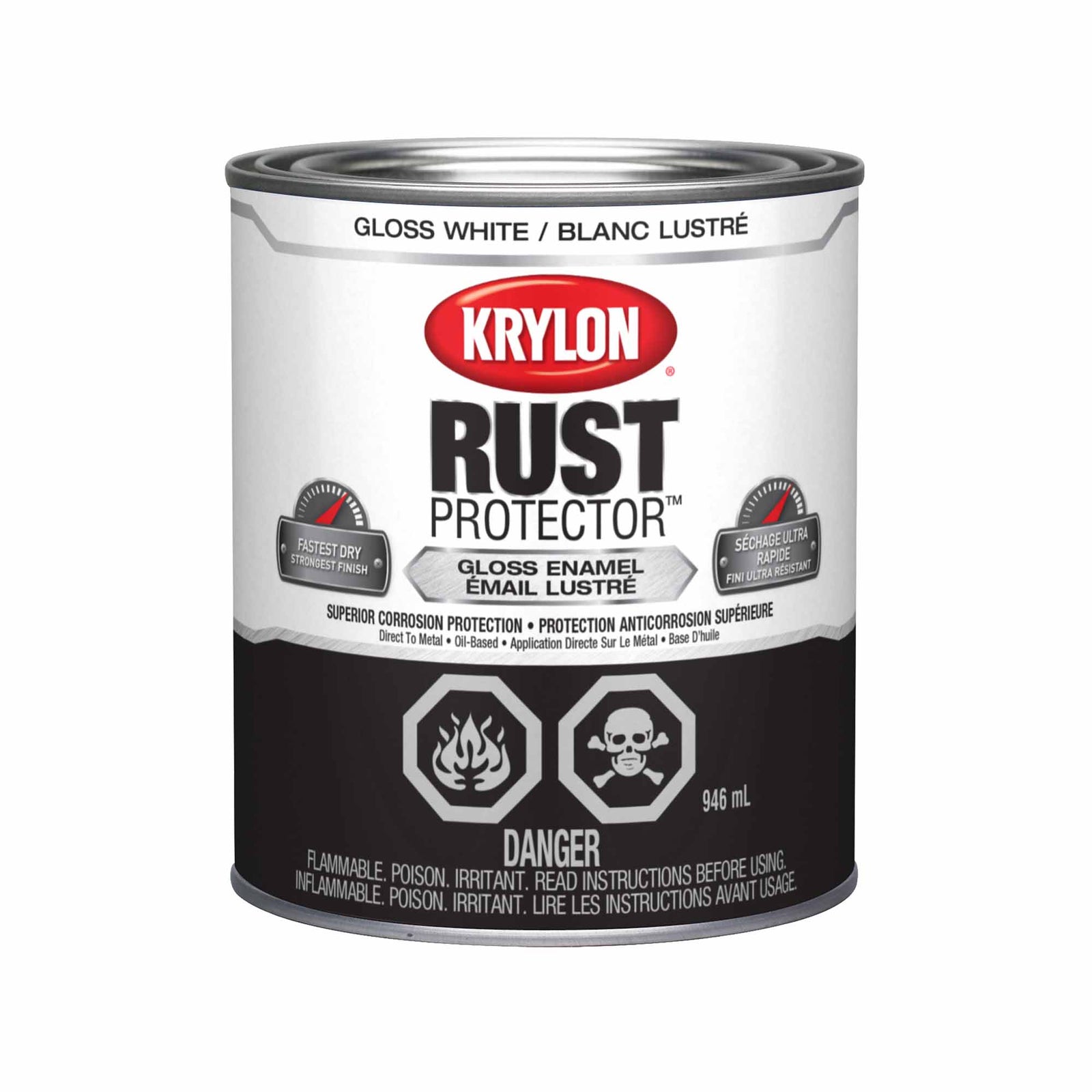 Krylon Rust Protector émail lustré blanc, 946 ml