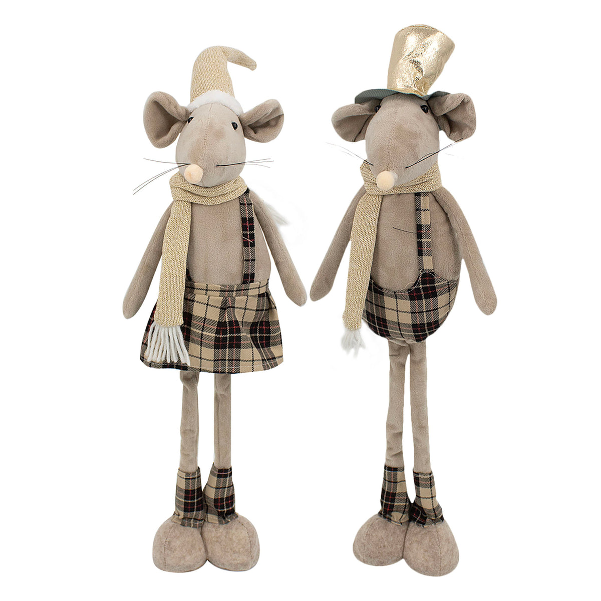 Figurines de souris debout en tissu avec foulard, 24'' (choix entre 2 modèles)