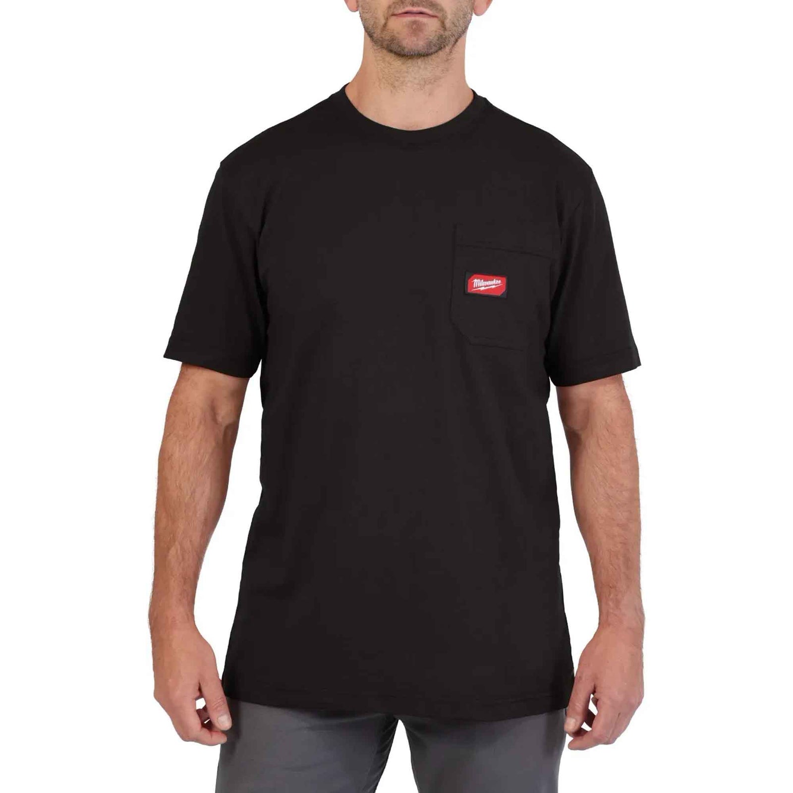 Chandail de travail Gridiron à manches courtes avec poche pour homme, noir (2T-grand)