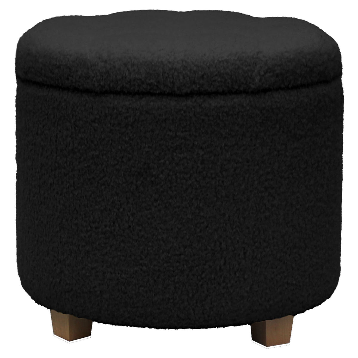 Pouf rond avec rangement, noir
