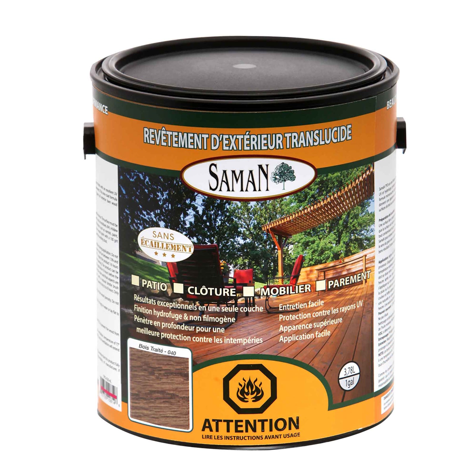 Revêtement d'extérieur translucide Bois Traité, 3,78 L