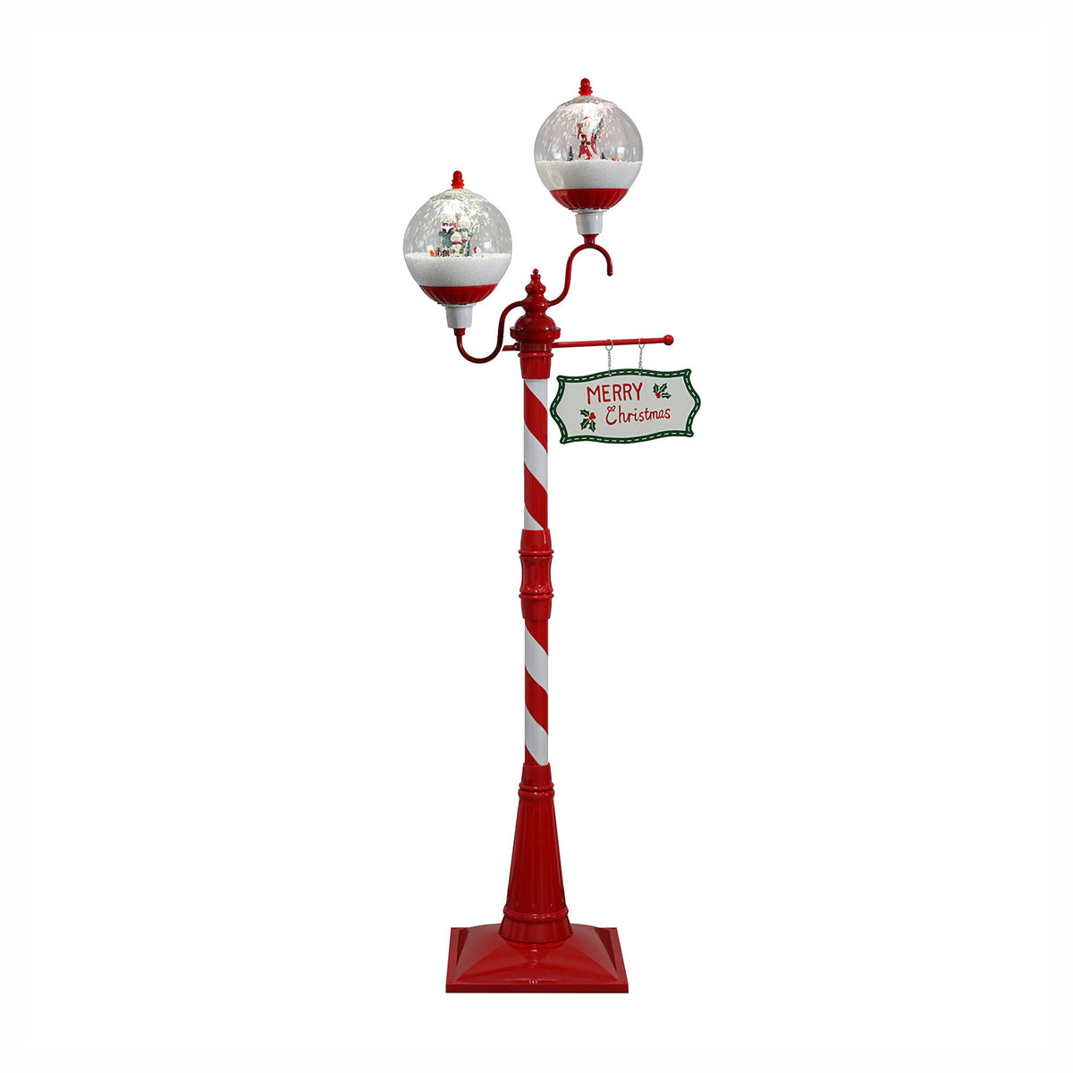 Lampadaire à 2 globes avec scènes d'hiver, 73"