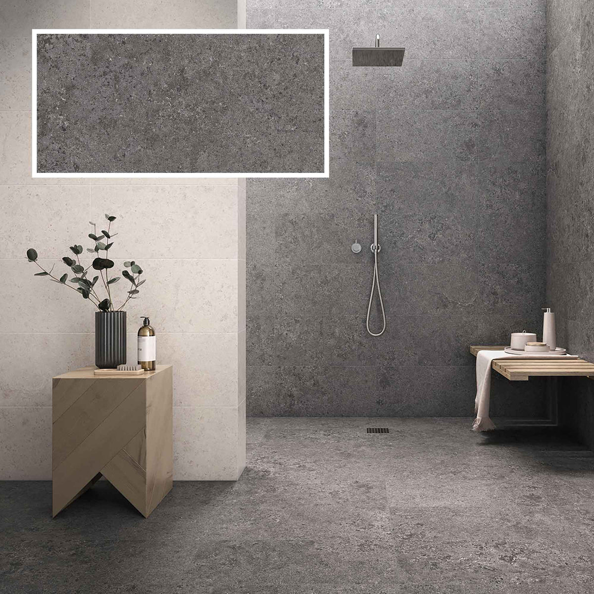 Tuile de porcelaine Basalt de 12&#39;&#39; x 24&#39;&#39;, graphite