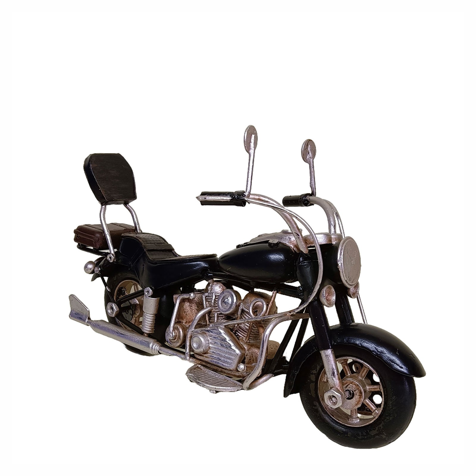 Moto vintage décorative, 7-1/2" x 3-1/4" x 4-3/4" (noir)