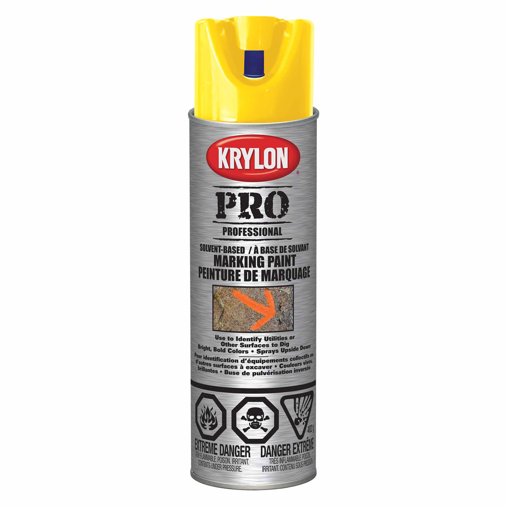 Krylon aérosol PRO peinture de marquage à base de solvant jaune APWA, 482 g