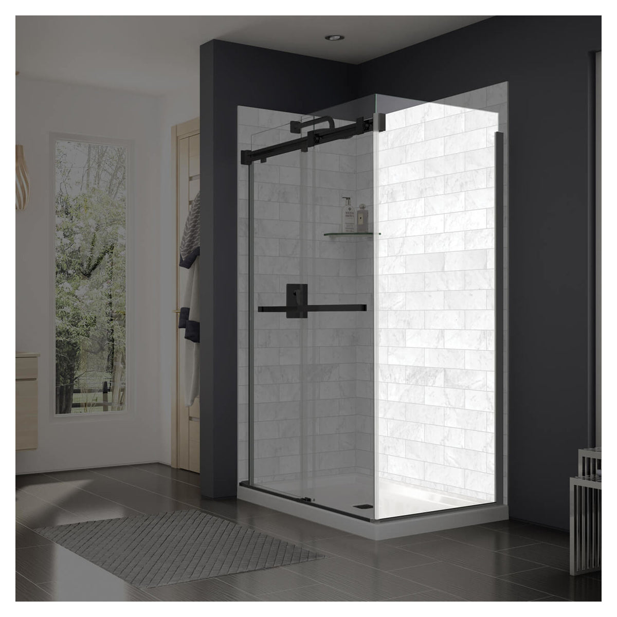 Panneau de retour Duel avec verre clair et fini noir mat, 32'' (8 mm)