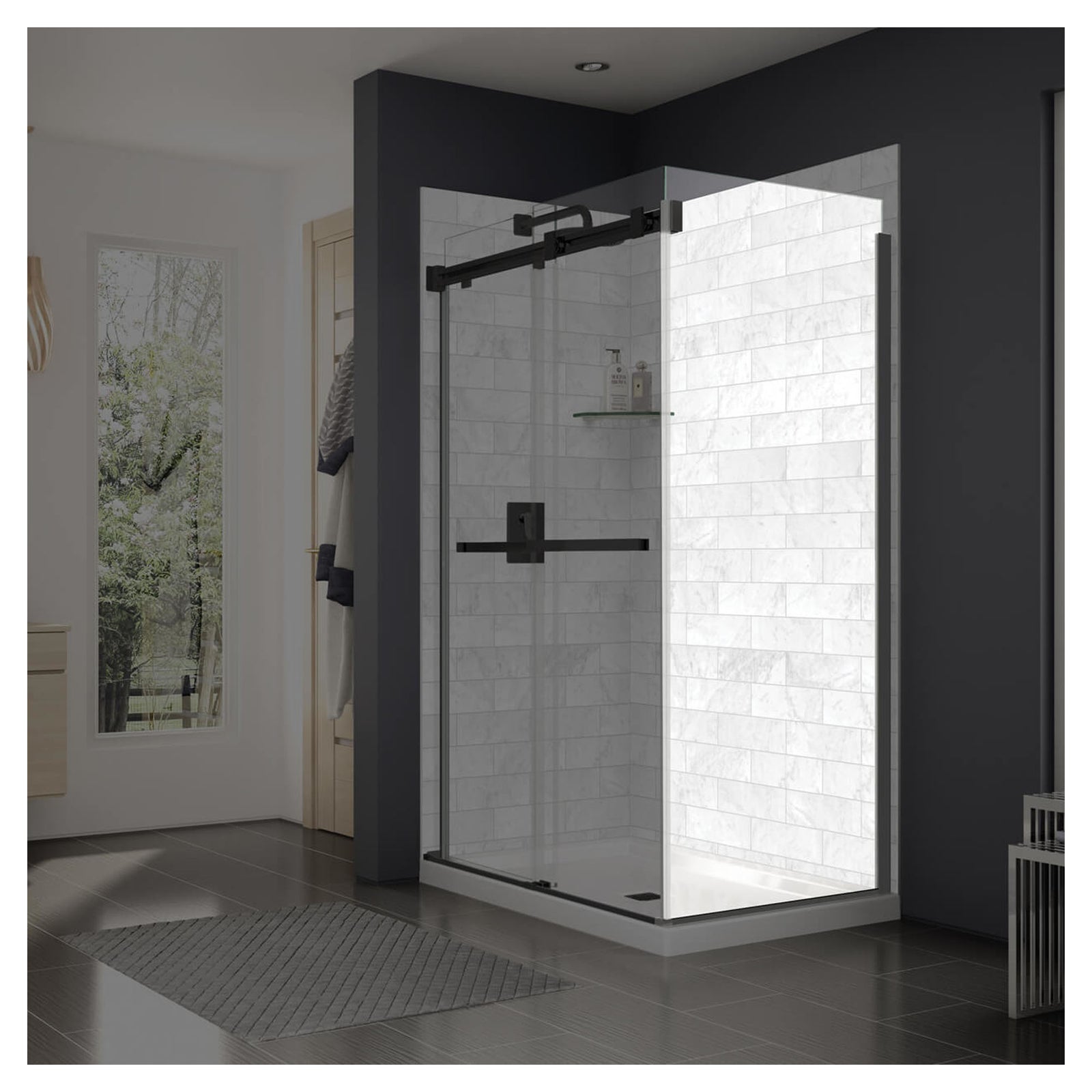 Panneau de retour Duel avec verre clair et fini noir mat, 32'' (8 mm)