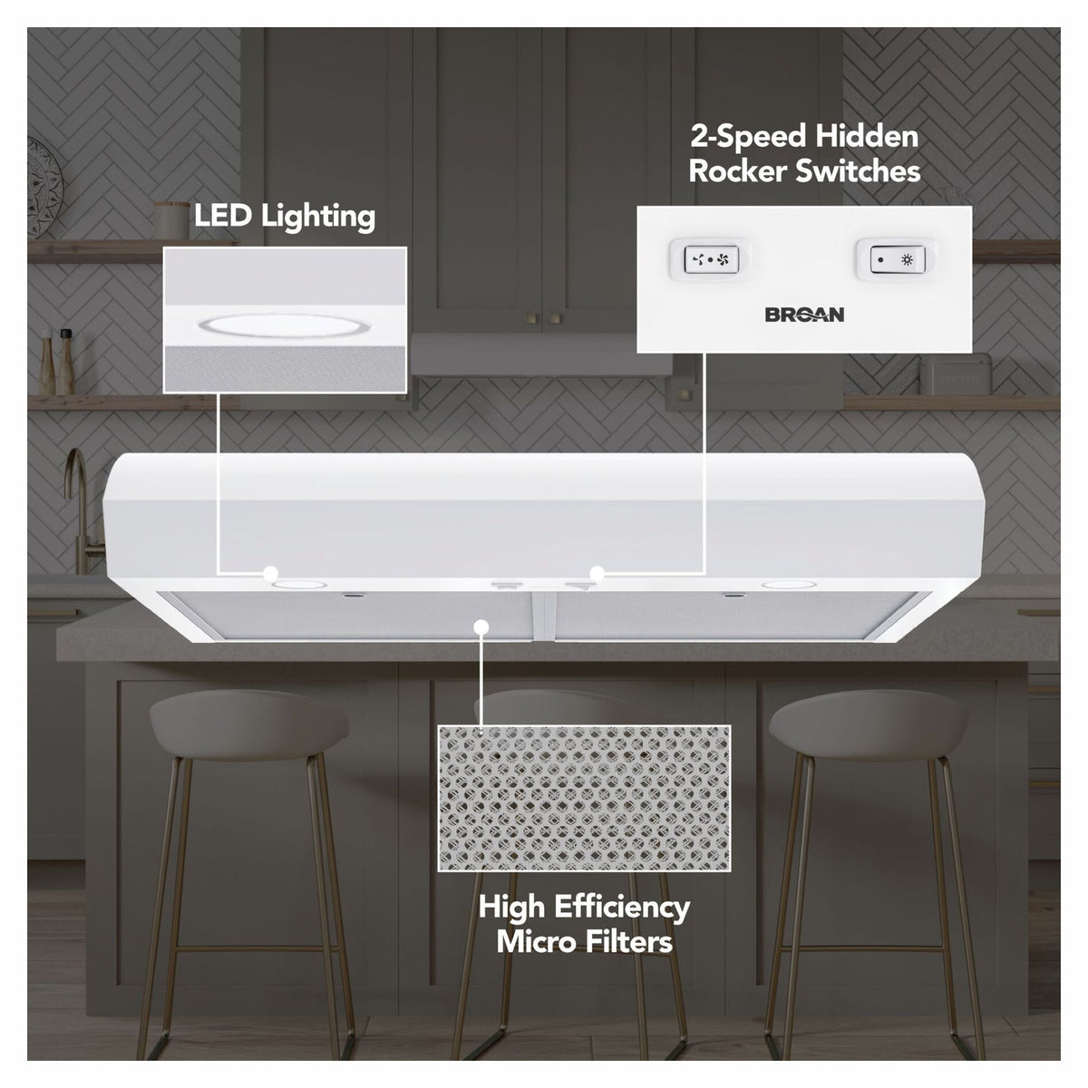 Hotte de cuisine sous-armoire Mantra de 30" avec puissance maximale de 350 pi³ / min, acier inoxydable