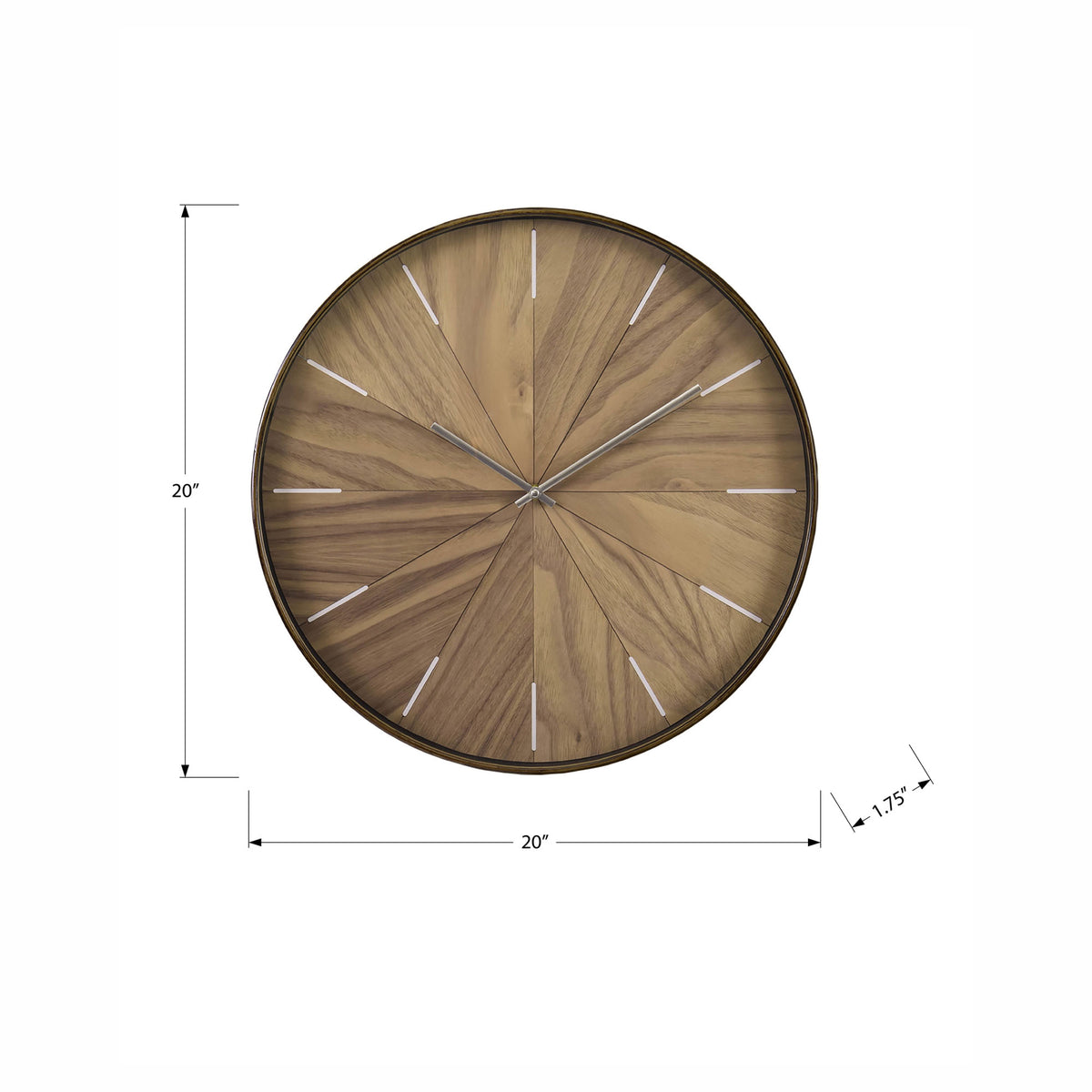 Horloge murale moderne d'aspect bois, 20"