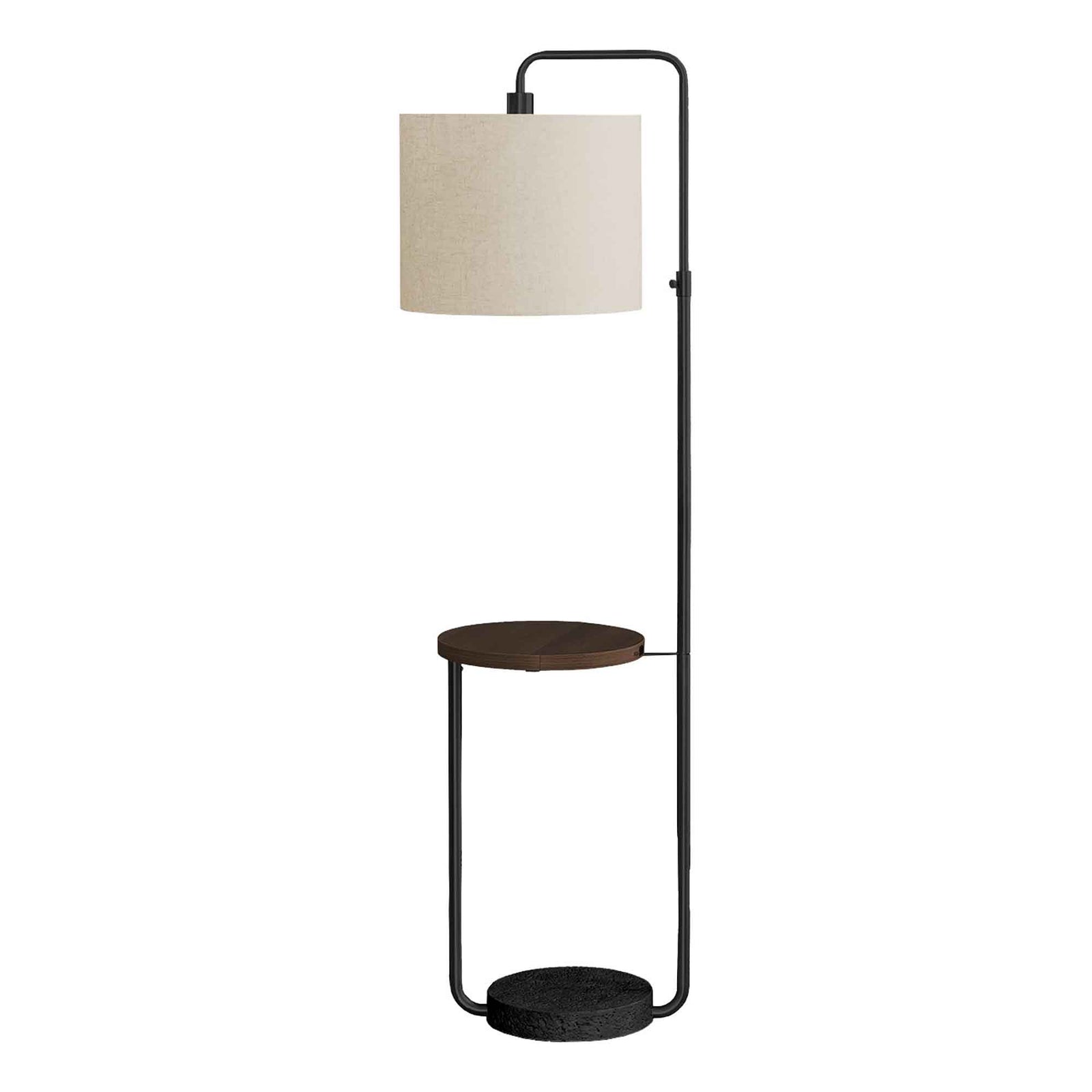 Lampe sur pied avec étagère ronde intégrée, 57'' à 67'' (noir, brun et ivoire)