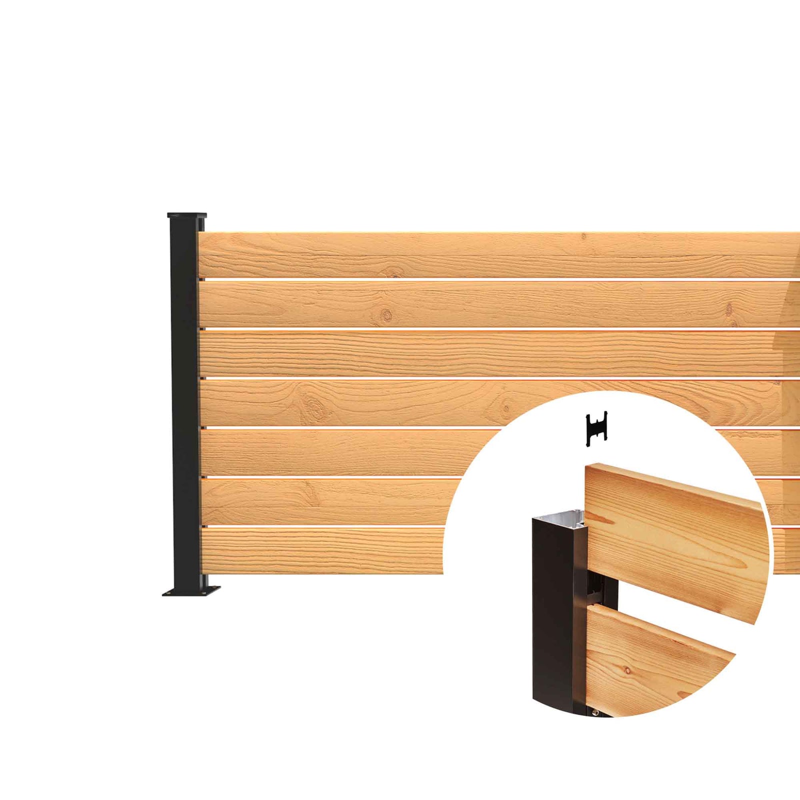 kit de poteau de fin A4 en aluminium noir, 44''