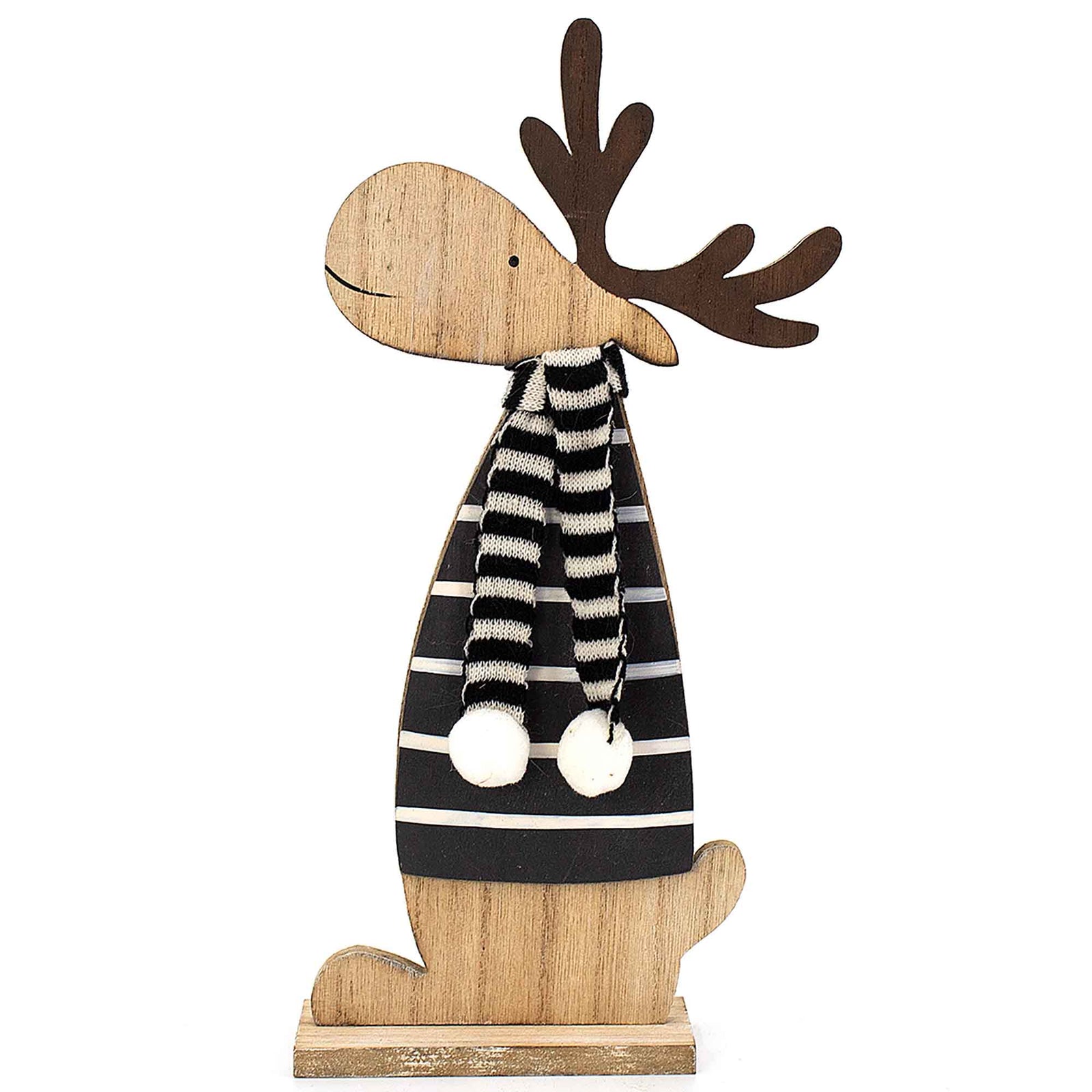 Renne en bois avec chandail et foulard, 9''