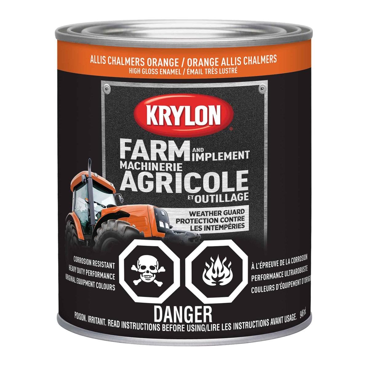 Peinture pour machinerie agricole et outillage émail très lustré orange Allis Chalmers, 946 ml