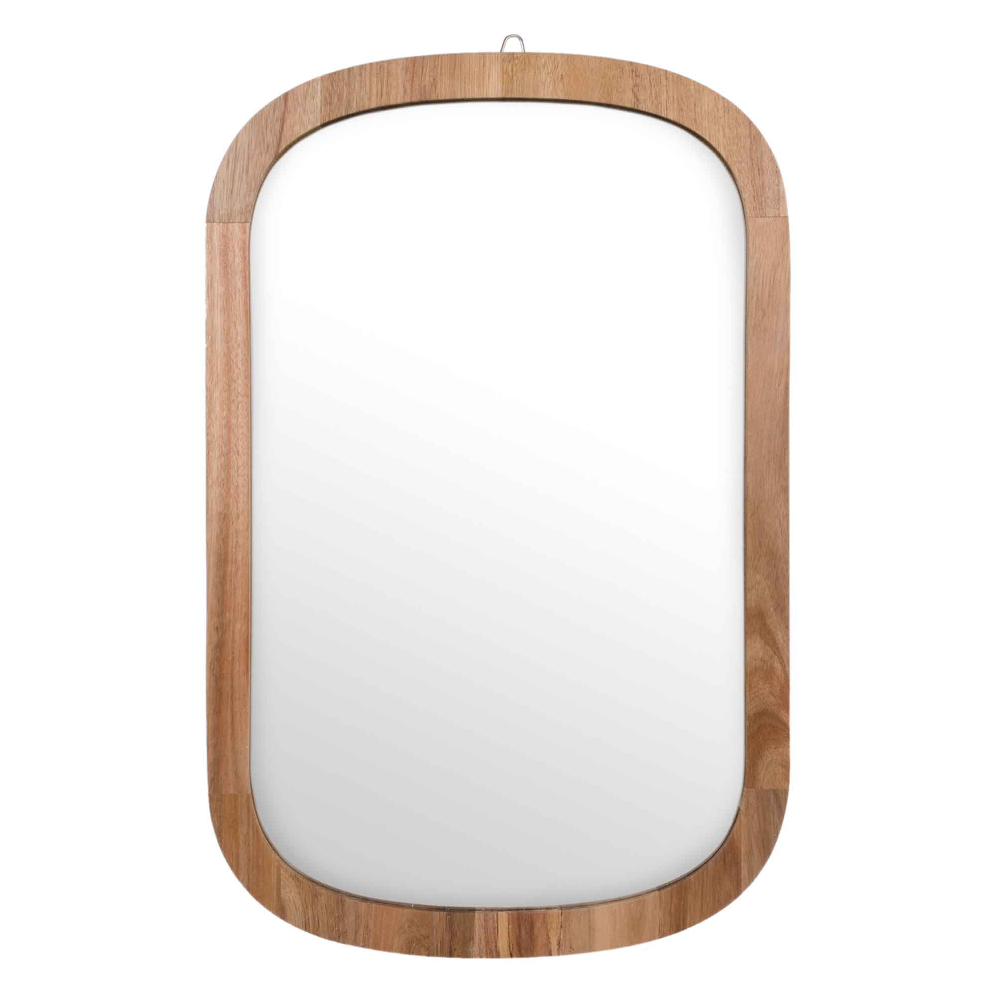 Miroir rectangulaire avec cadre arrondi d'aspect bois, 15-1/2" x 23-1/2"