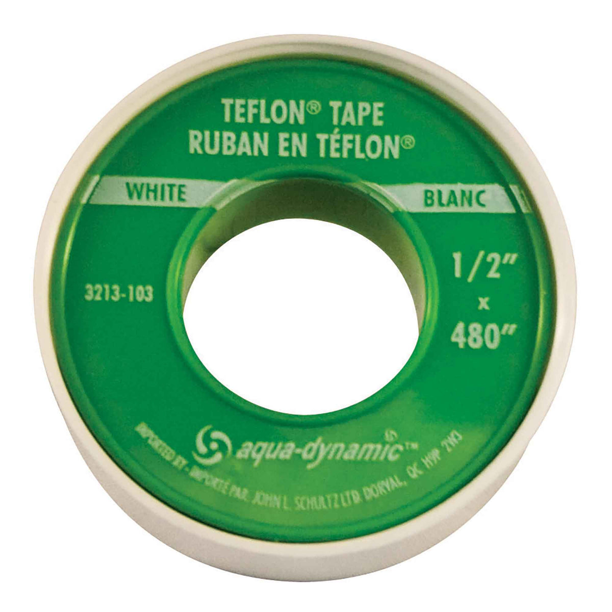 Ruban en téflon standard en blanc, 1/2&quot; x 480&quot; 