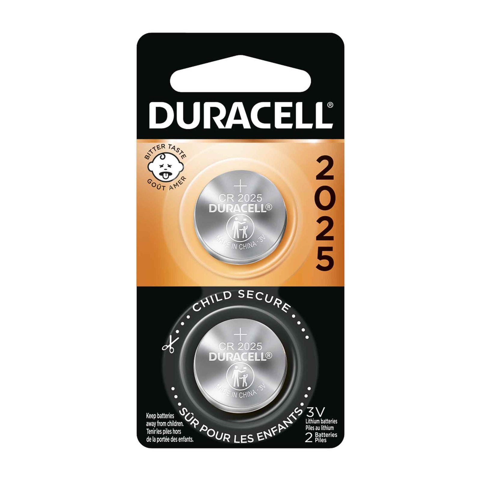 Pile bouton au lithium de 3 V CR 2025, 2 unités