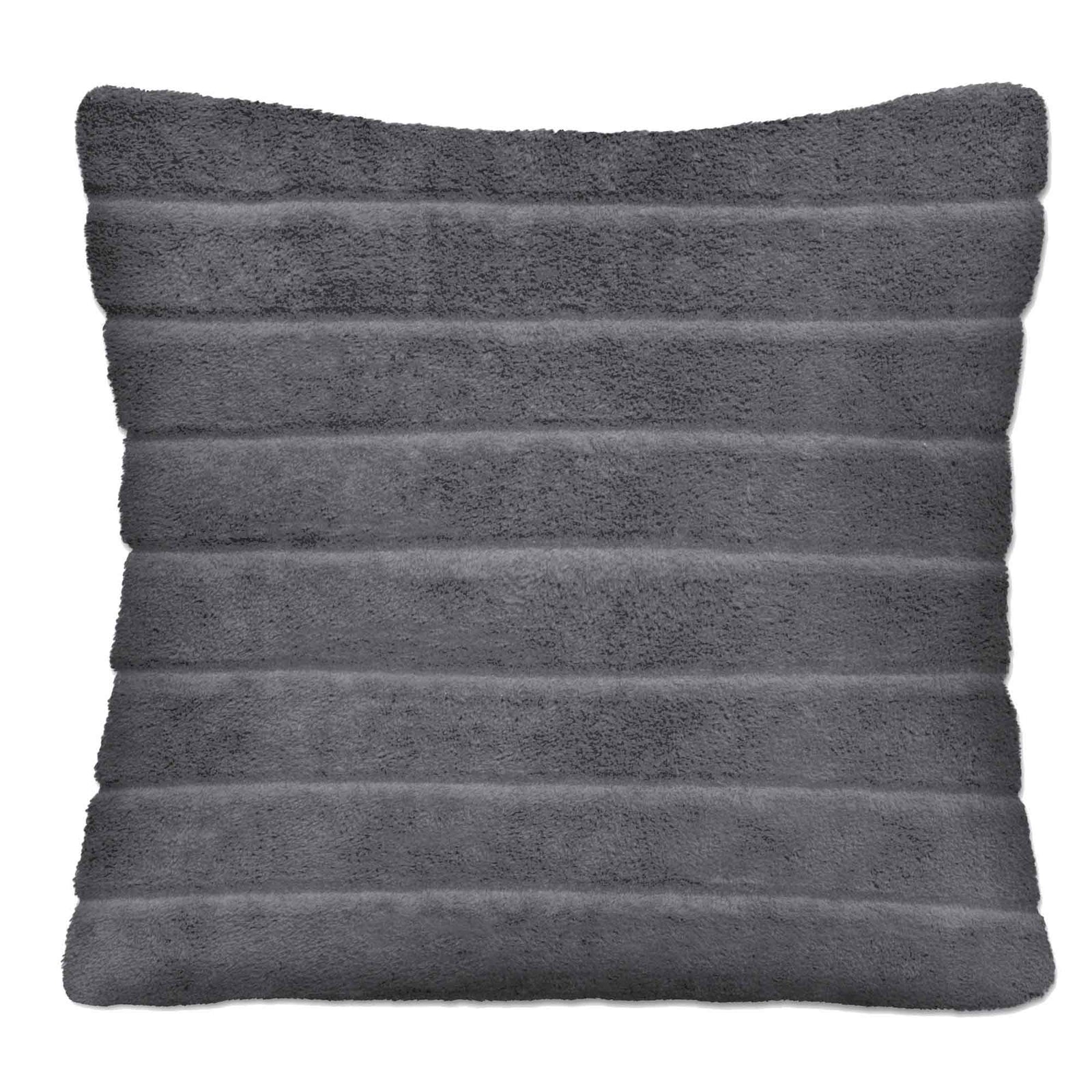 Coussin de 17" x 17" en fausse fourrure, gris