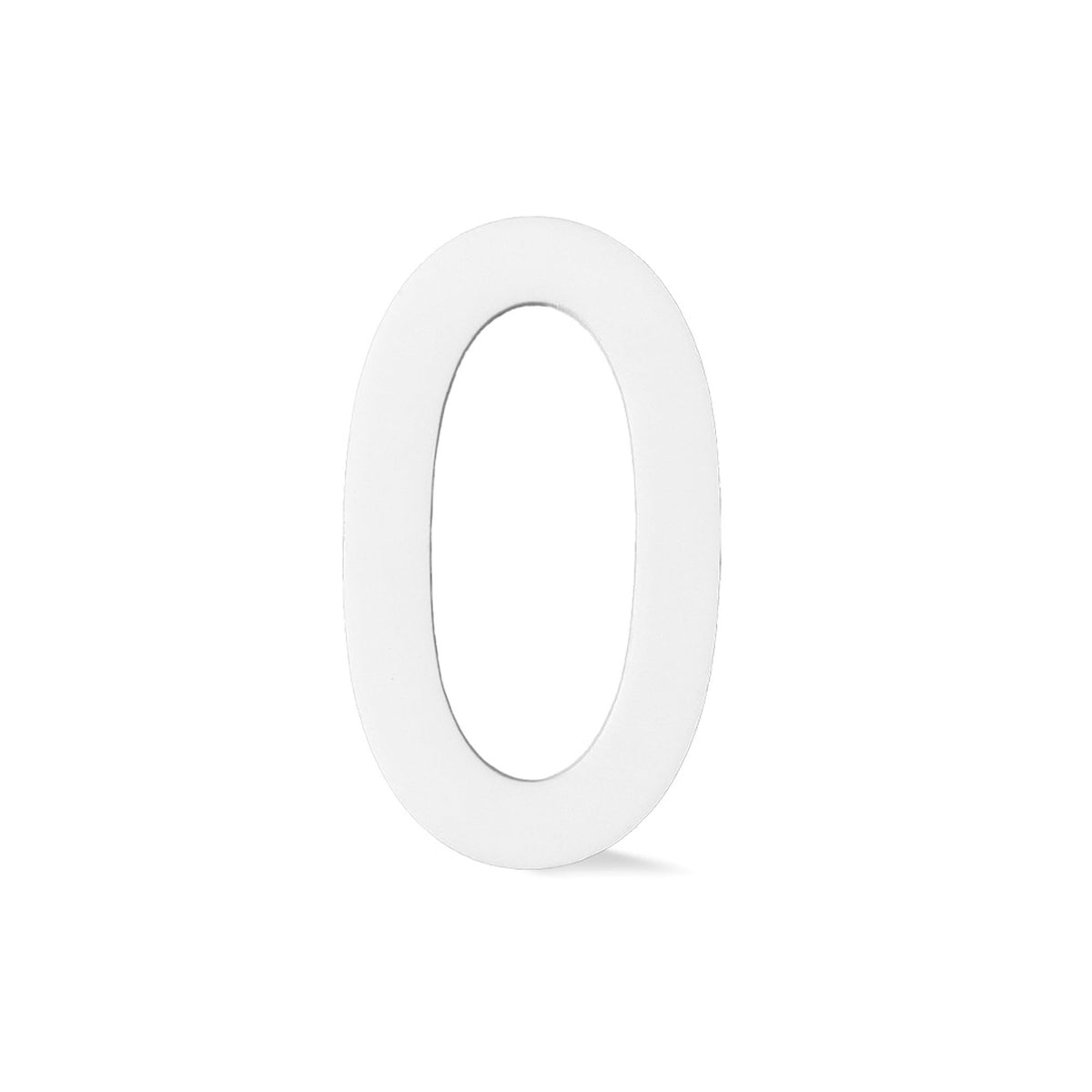 Chiffre autocollant de 4’’en plexiglas, #0 (blanc)
