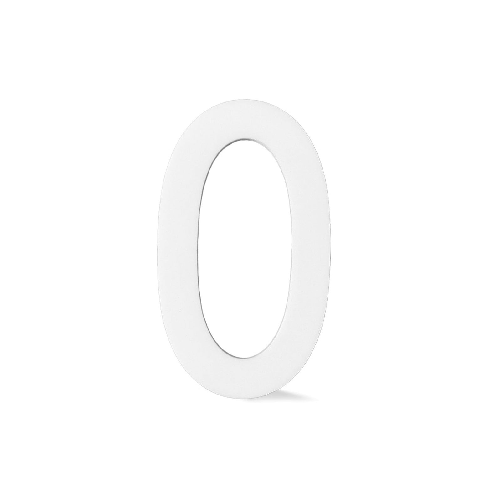 Chiffre autocollant de 4’’en plexiglas, #0 (blanc)