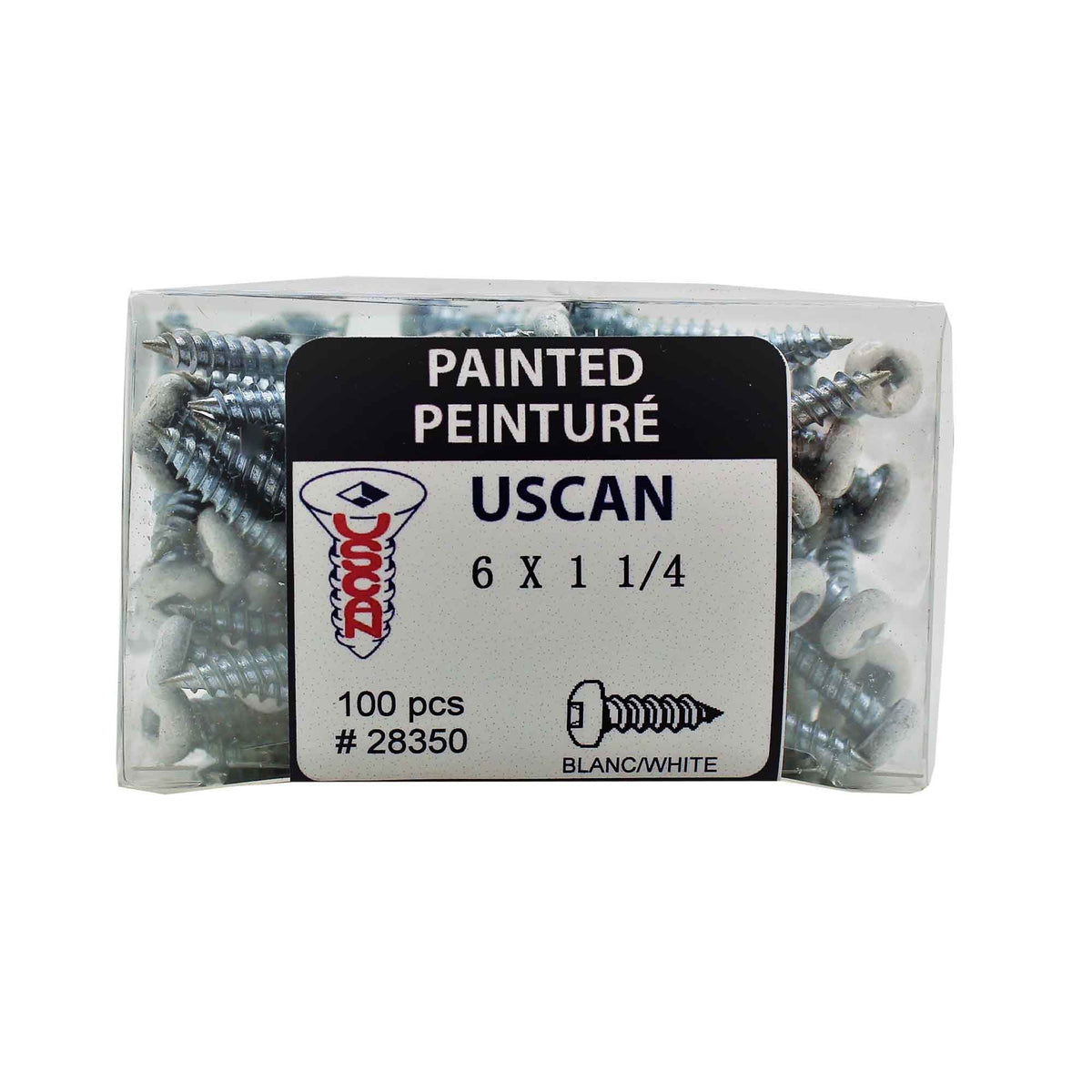 Vis pour métal à tête ronde de couleur blanche, #6 x 1-1/4" (100 unités)