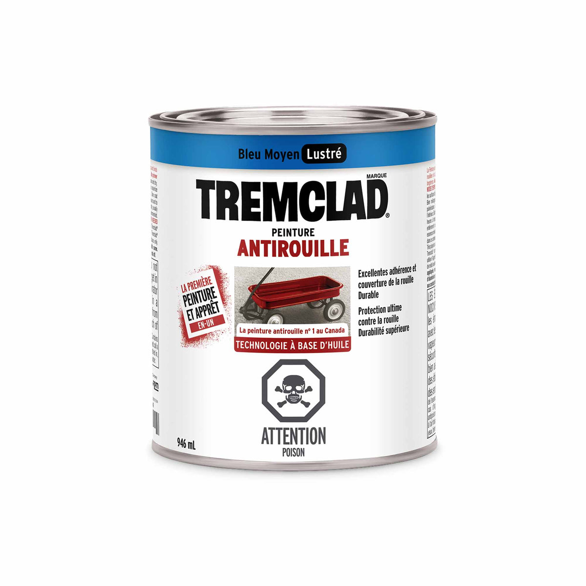 Tremclad peinture antirouille à base d&#39;huile bleu moyen lustré, 946 ml