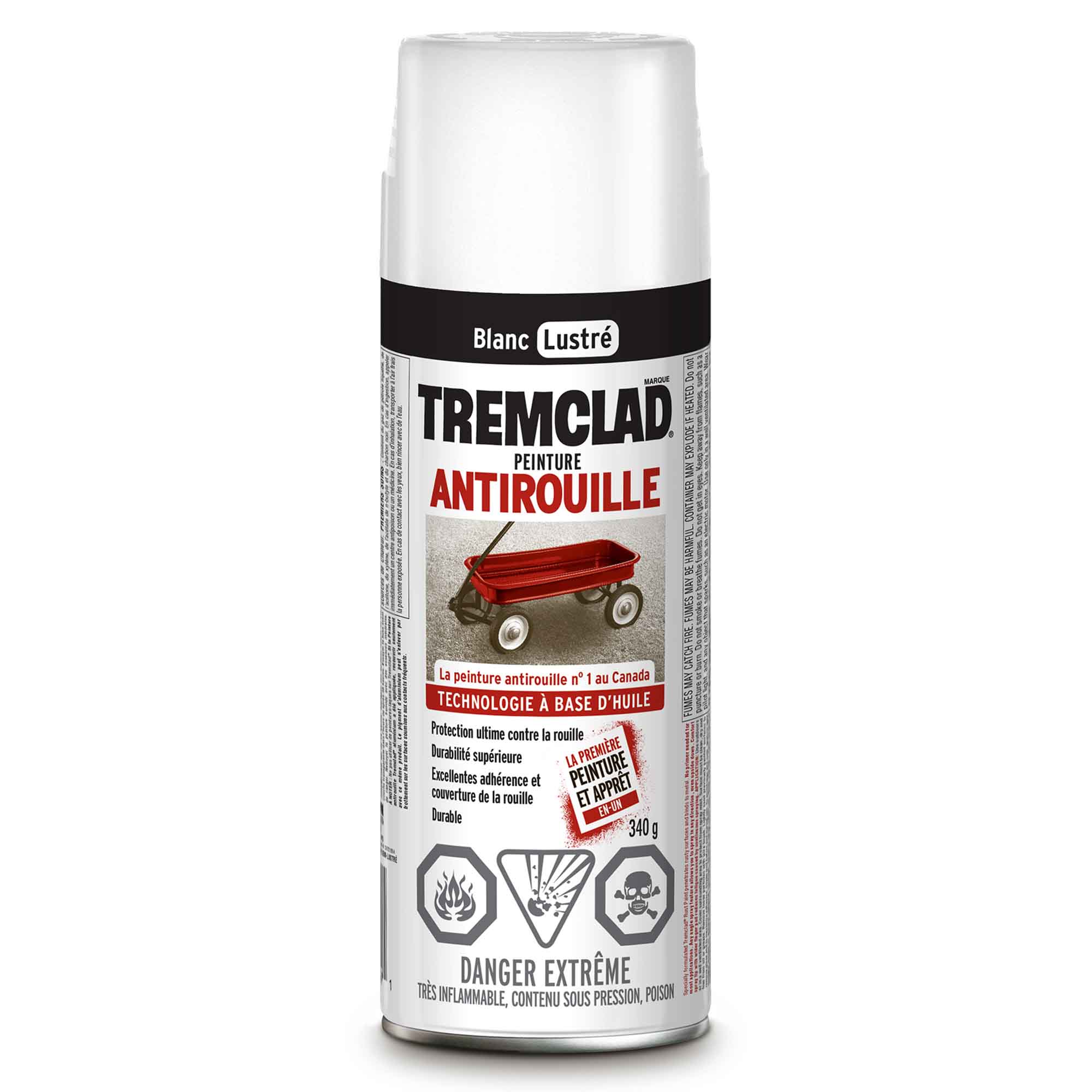 Tremclad peinture aérosol antirouille à base d'huile blanc lustré, 340 g