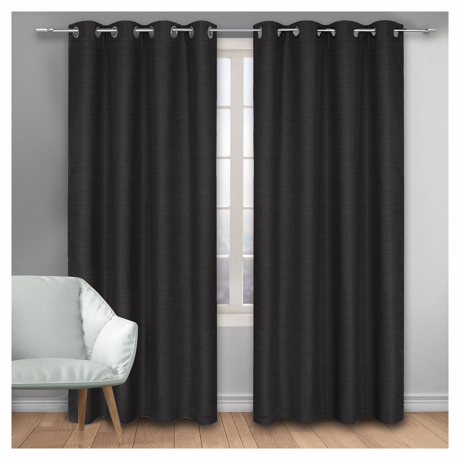 Rideau à aspect de lin, noir