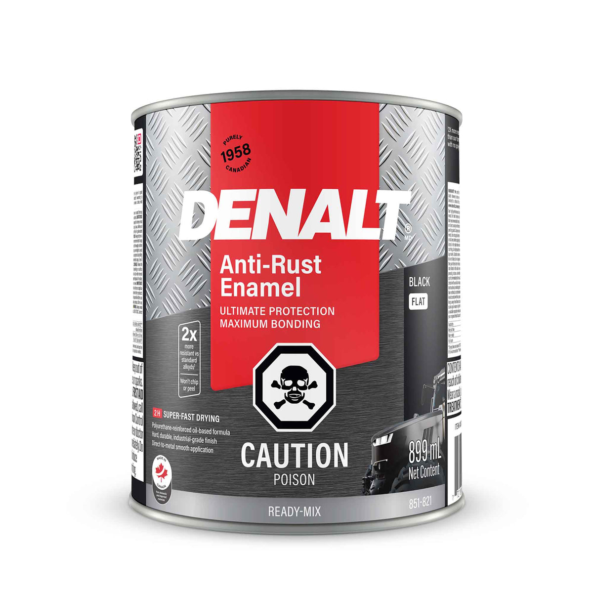 Émail antirouille à base d’huile noir mat, 899 ml