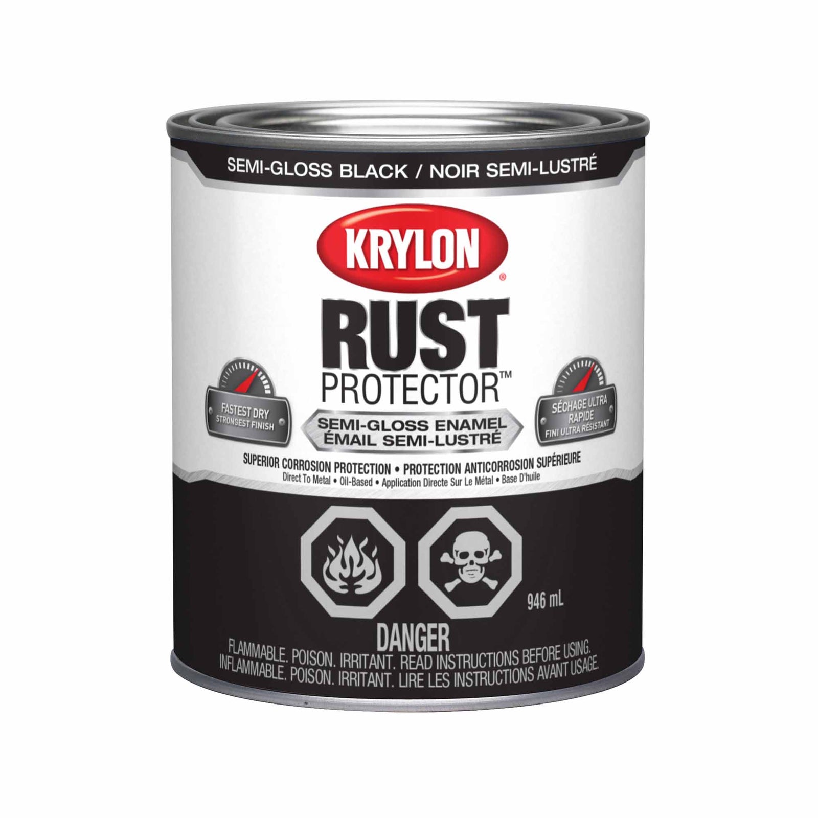 Krylon Rust Protector émail semi-lustré noir, 946 ml