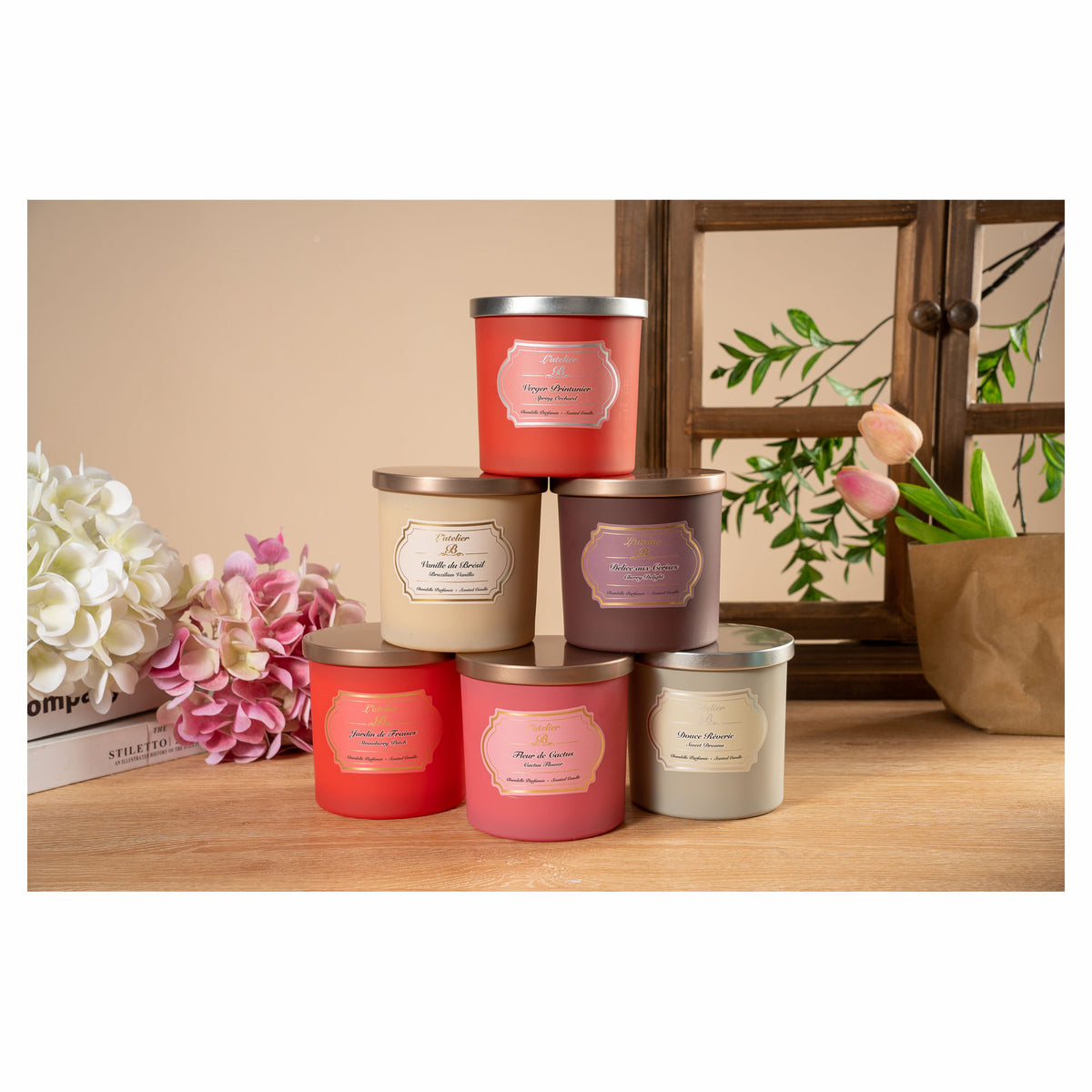 Bougie parfumée fabriquée à la cire de soya naturelle avec fragrance de qualité supérieure, choix entre 12 fragrances