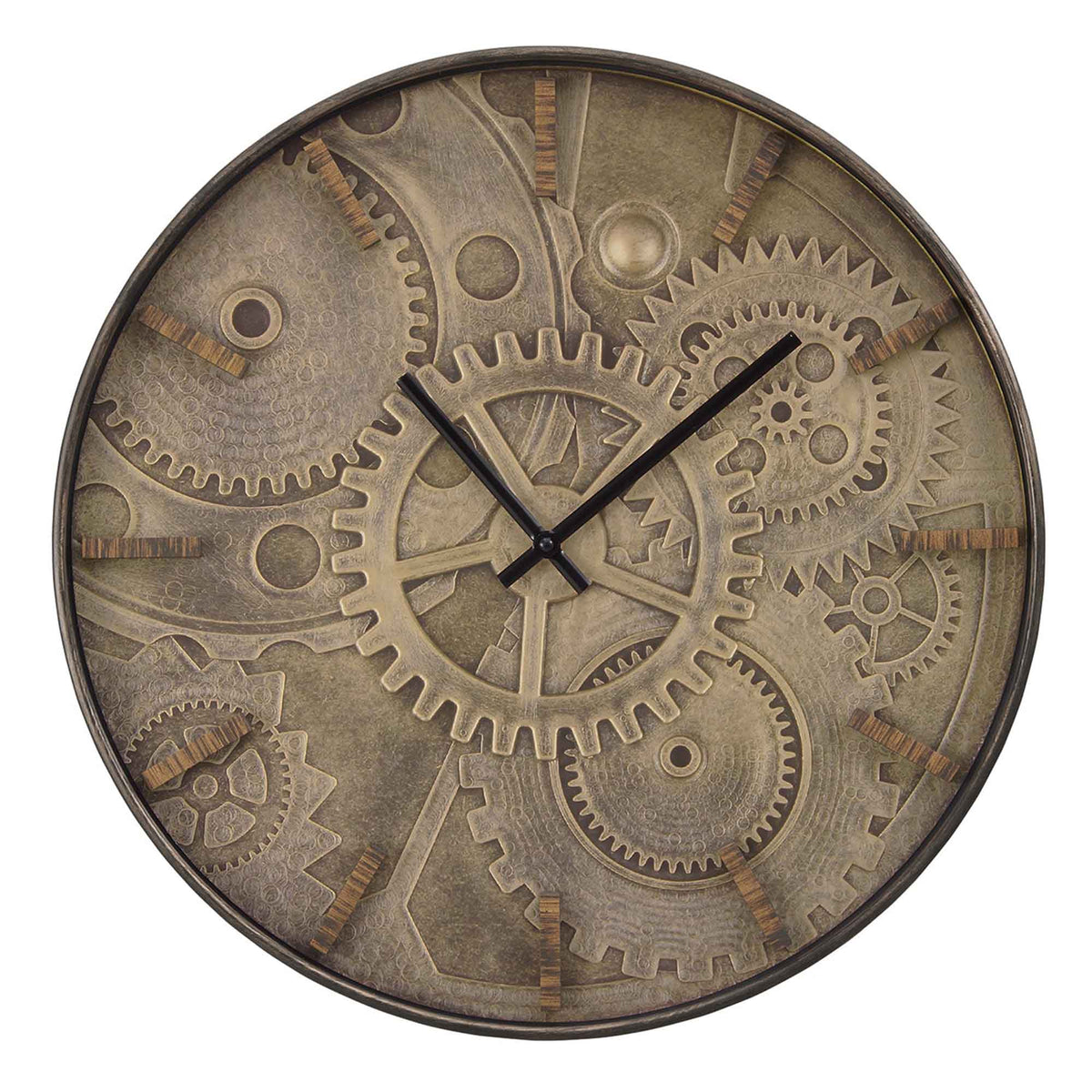 Horloge murale ronde avec design de mécanisme à engrenages, 20" (taupe)