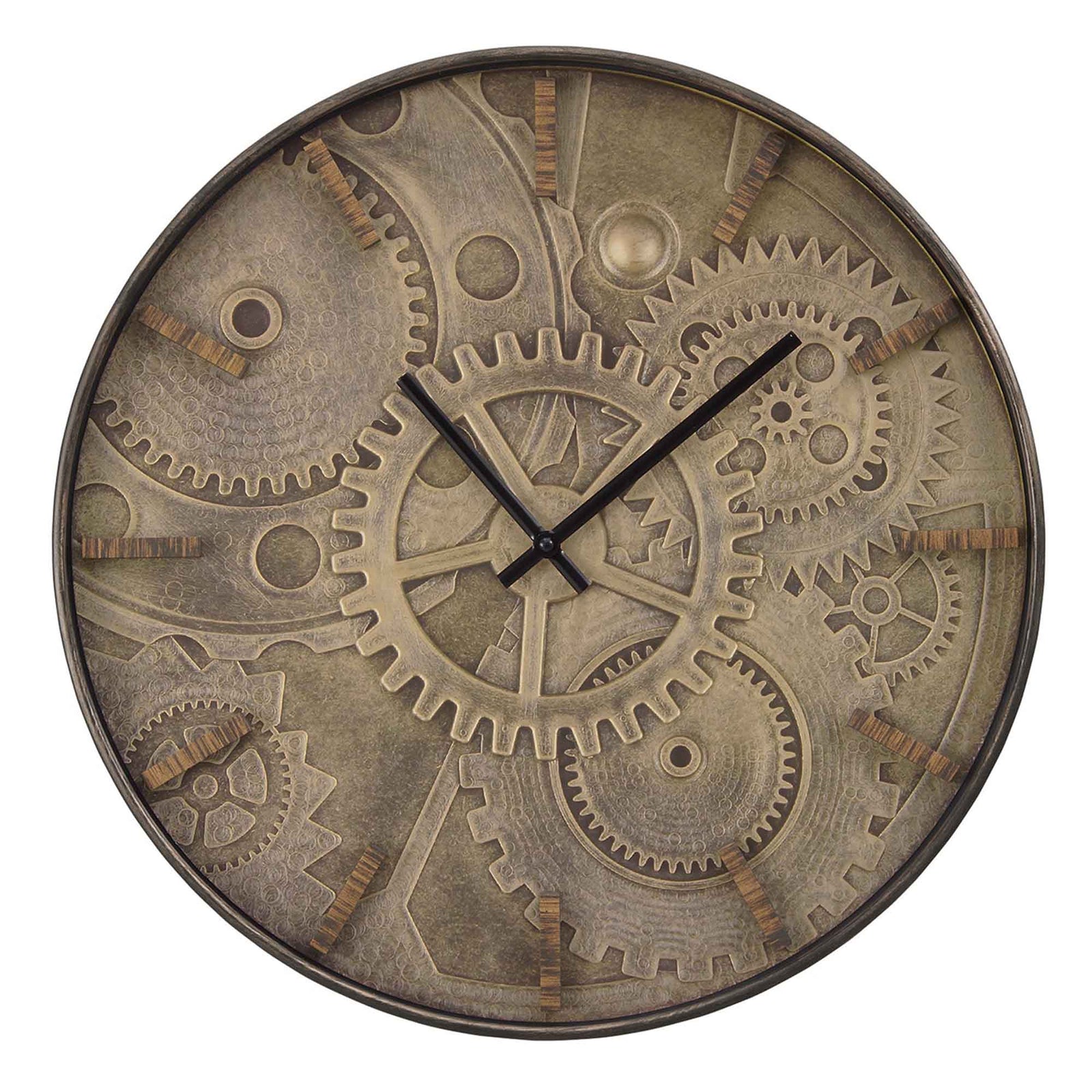 Horloge murale ronde avec design de mécanisme à engrenages, 20" (taupe)