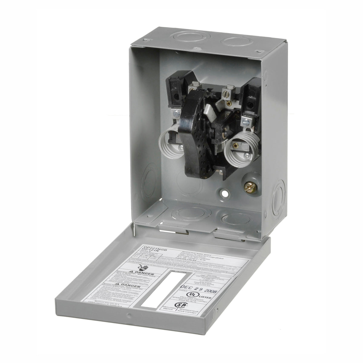 Interrupteur à sectionneur de sécurité bipolaire à 3 fils avec fusibles vissables, 30 A/120 - 240 V.