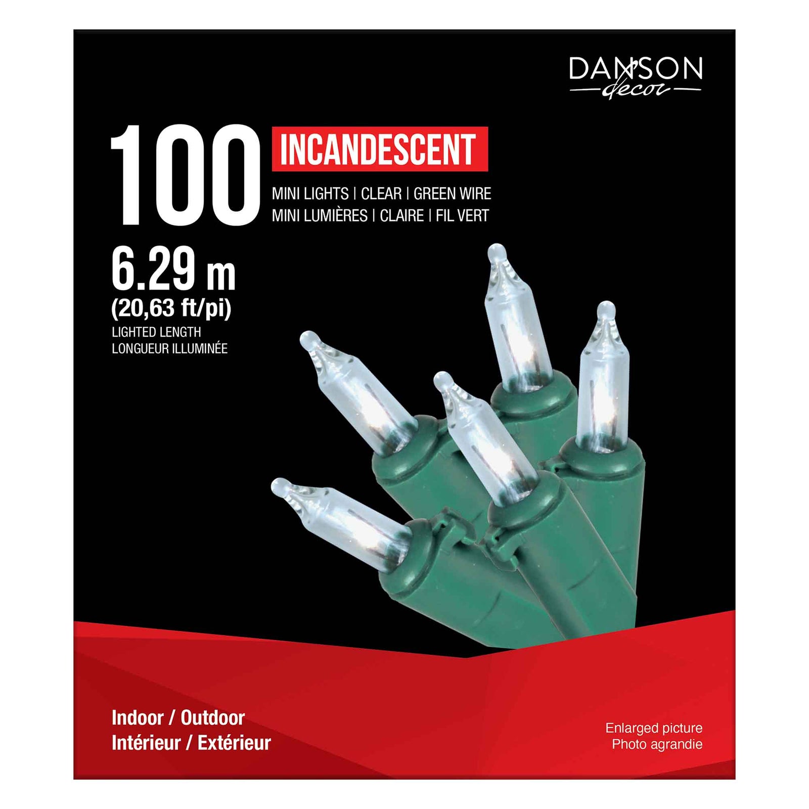 Jeu de 100 mini lumières incandescentes de 20,63' (6,29 m), claire
