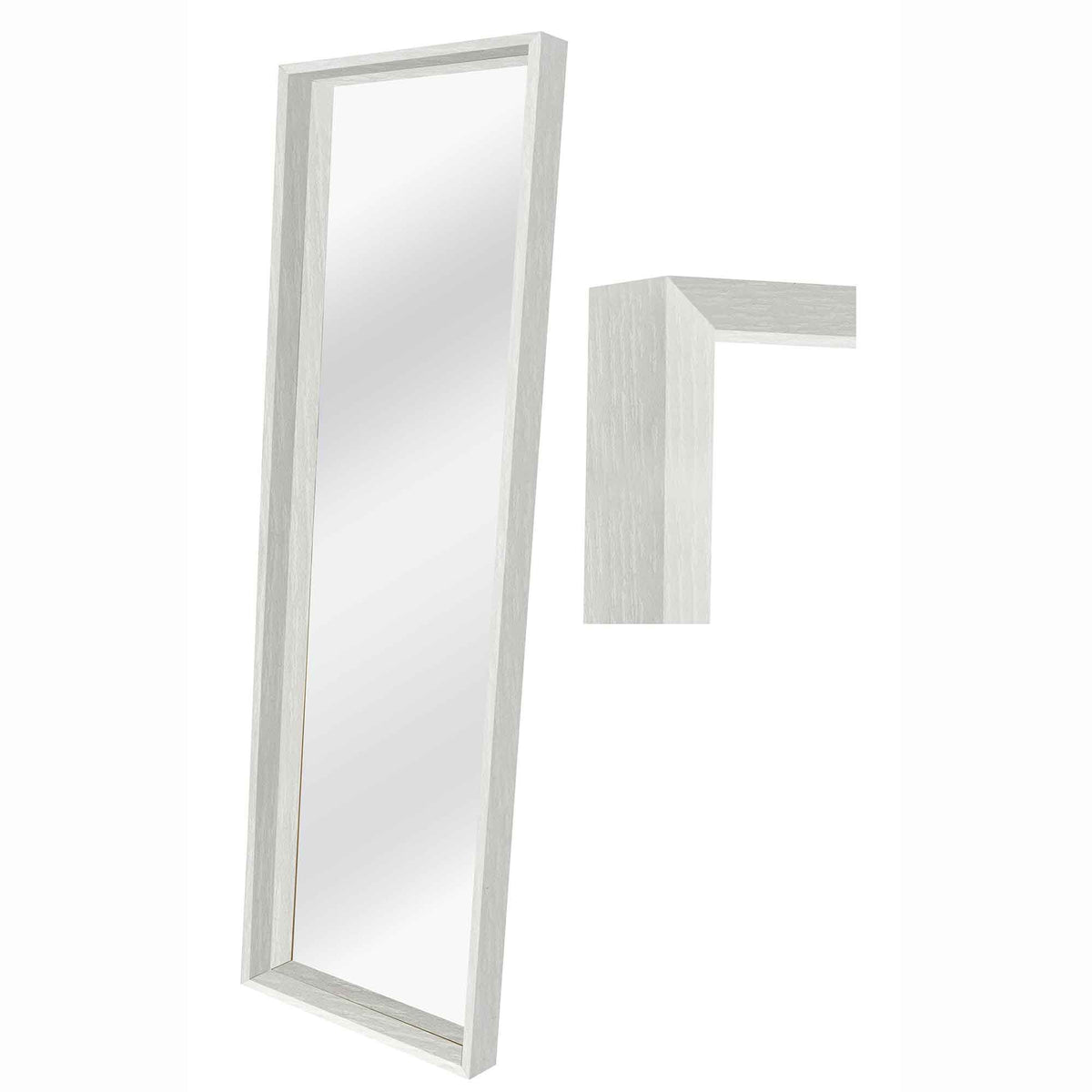 Miroir rectangulaire avec bordure d'aspect bois, 18" x 70" (blanc)