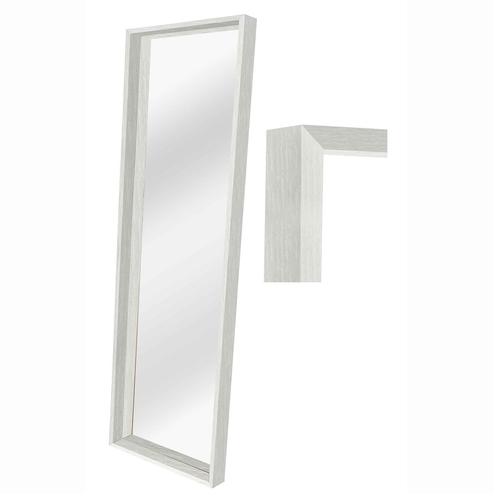 Miroir rectangulaire avec bordure d'aspect bois, 18" x 70" (blanc)