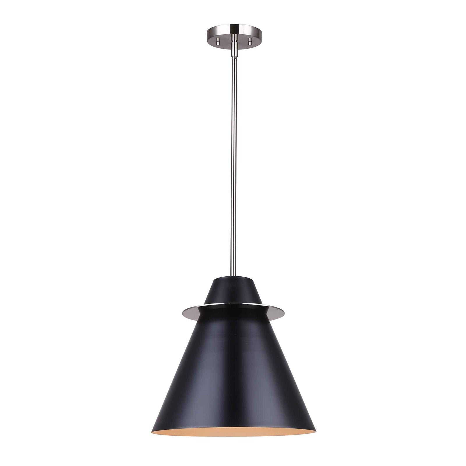 Luminaire suspendu Talia à 1 ampoule en noir et nickel brossé, 12" x 19-1/2" à 61-1/2"